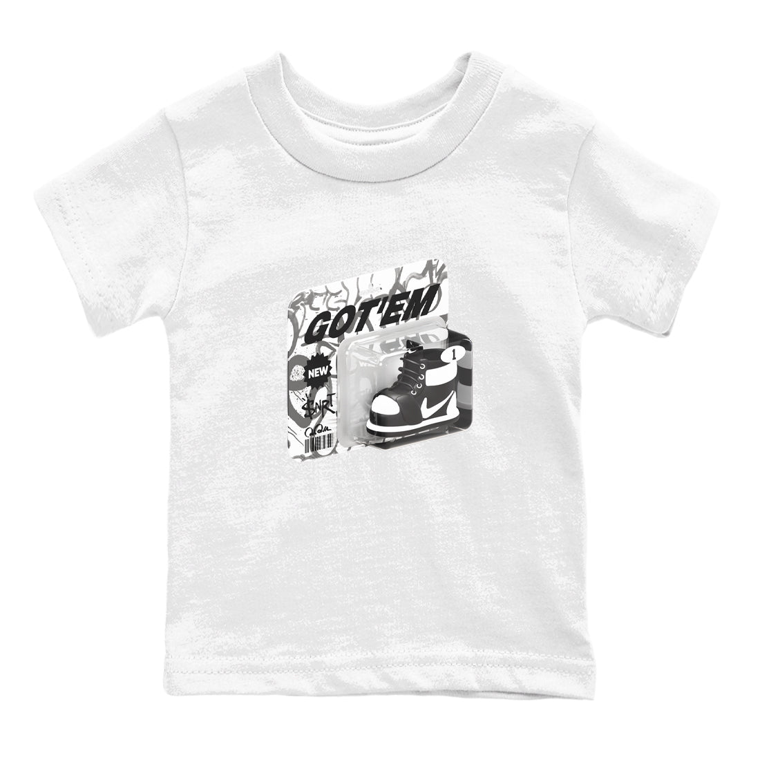 1s Black White shirt to match jordans Vintage Toy Packaging sneaker tees Air Jordan 1 High OG Black White Drip Gear Zone baby toddler White 2 cotton Shirt