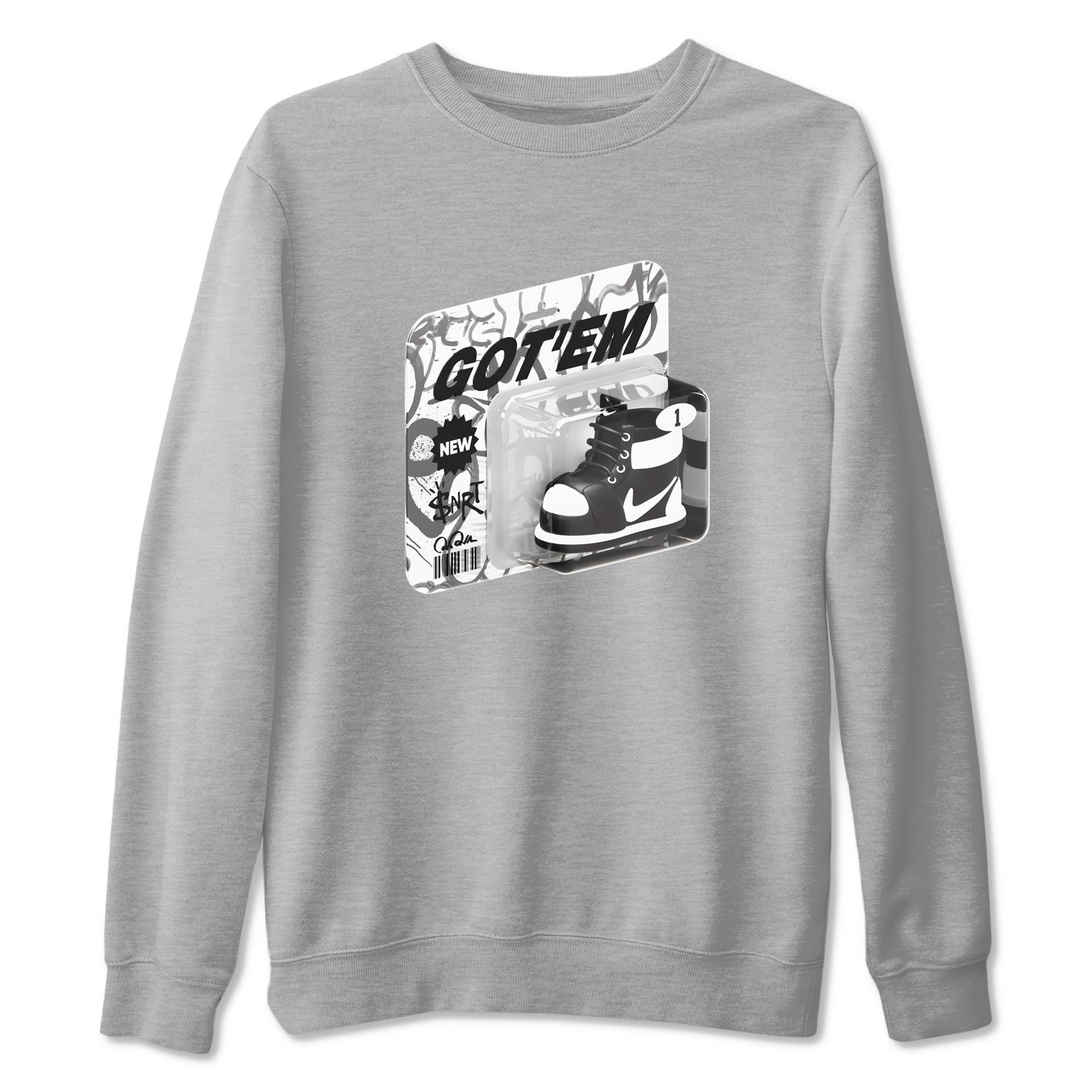 1s Black White shirt to match jordans Vintage Toy Packaging sneaker tees Air Jordan 1 High OG Black White Drip Gear Zone unisex cotton Heather Grey 2 crew neck shirt