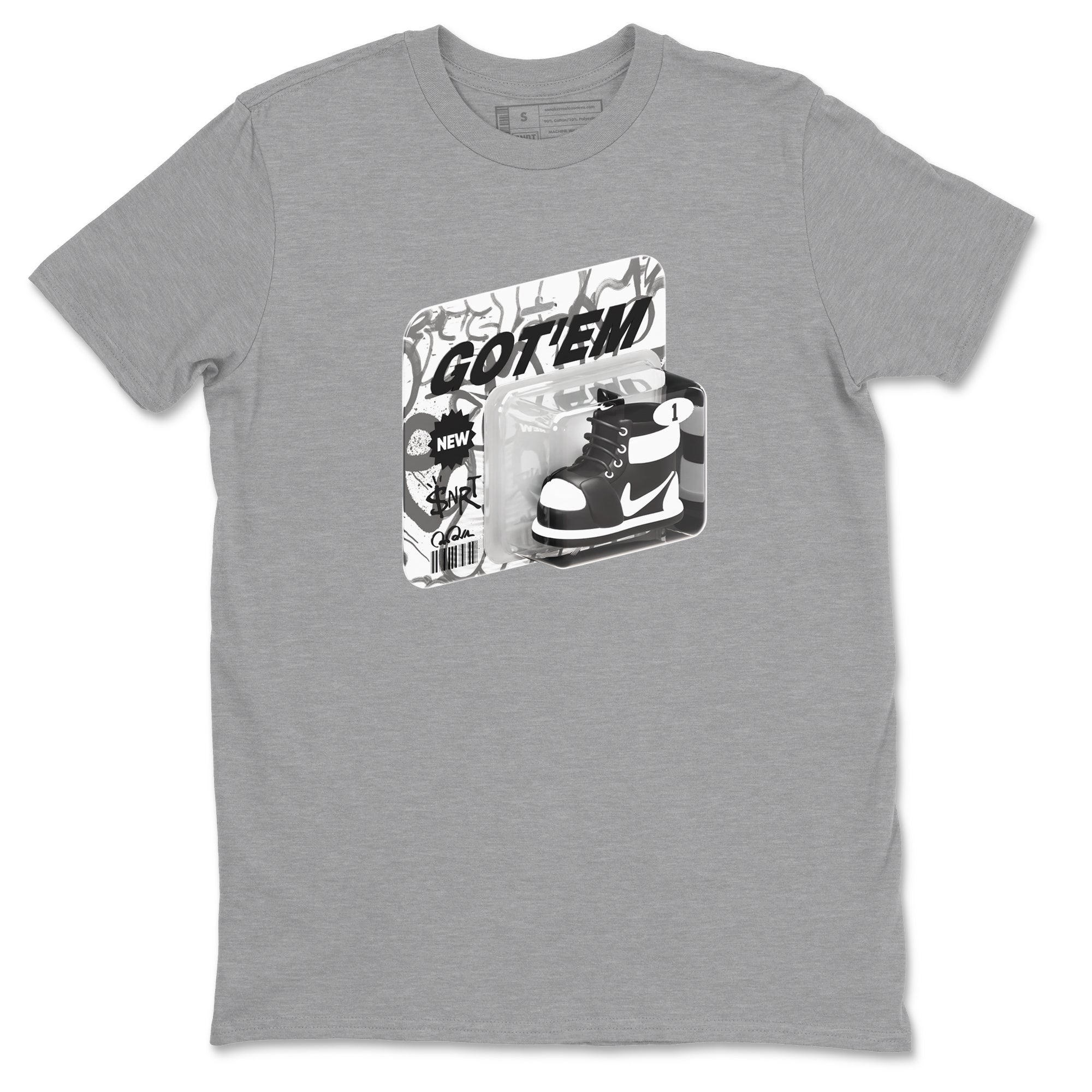 1s Black White shirt to match jordans Vintage Toy Packaging sneaker tees Air Jordan 1 High OG Black White Drip Gear Zone unisex cotton Heather Grey 2 crew neck shirt