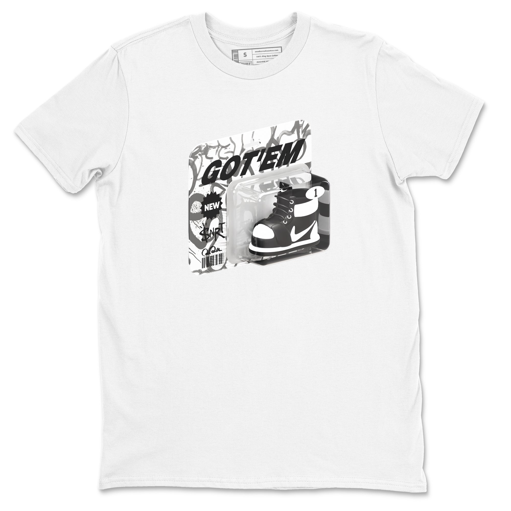 1s Black White shirt to match jordans Vintage Toy Packaging sneaker tees Air Jordan 1 High OG Black White Drip Gear Zone unisex cotton White 2 crew neck shirt