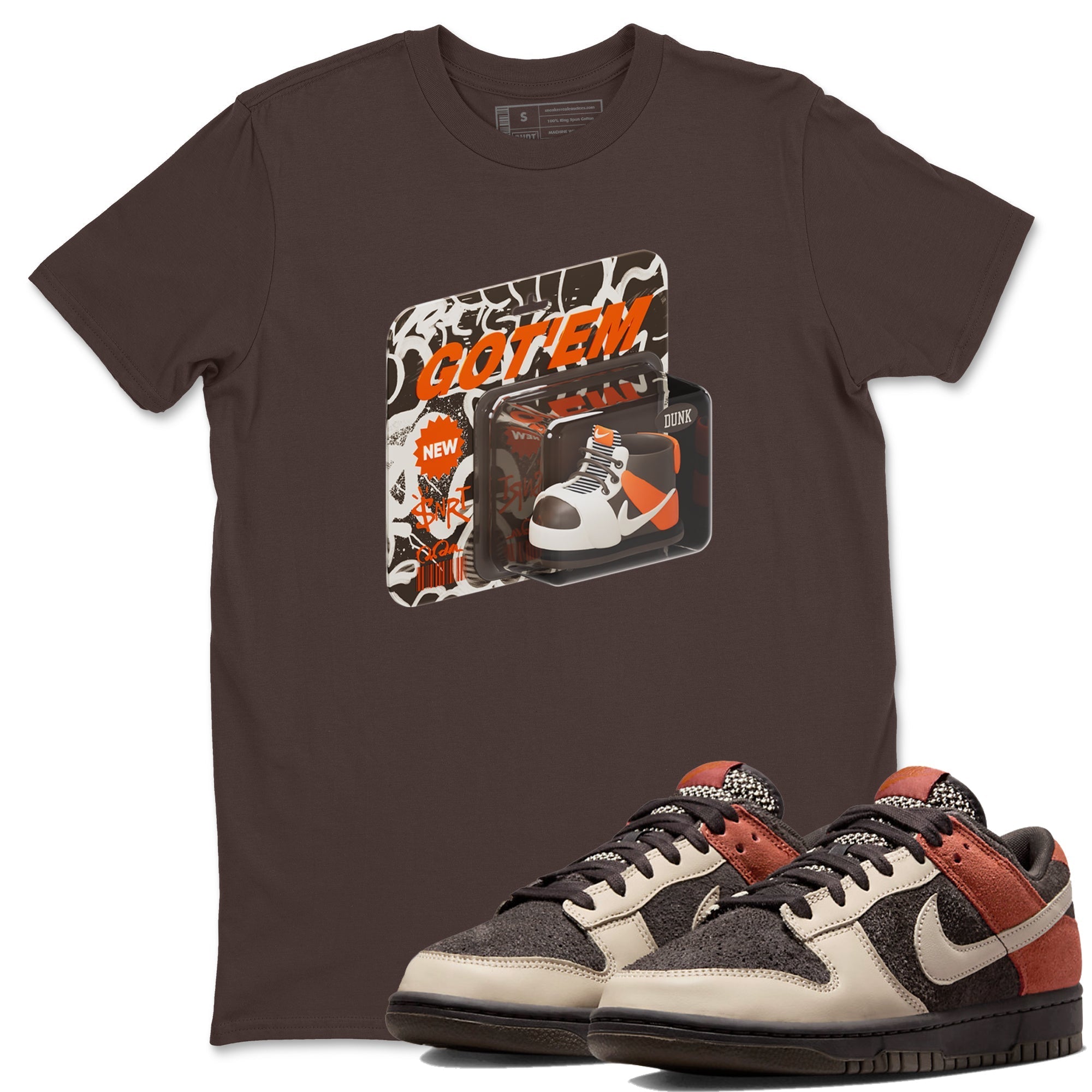 Dunk Red Panda shirt to match jordans Vintage Toy Packaging sneaker tees Nike Dunk LowRed Panda Drip Gear Zone Sneaker T-Shirts Crew Neck Casual Fit Dark Chocolate 1 T-Shirt
