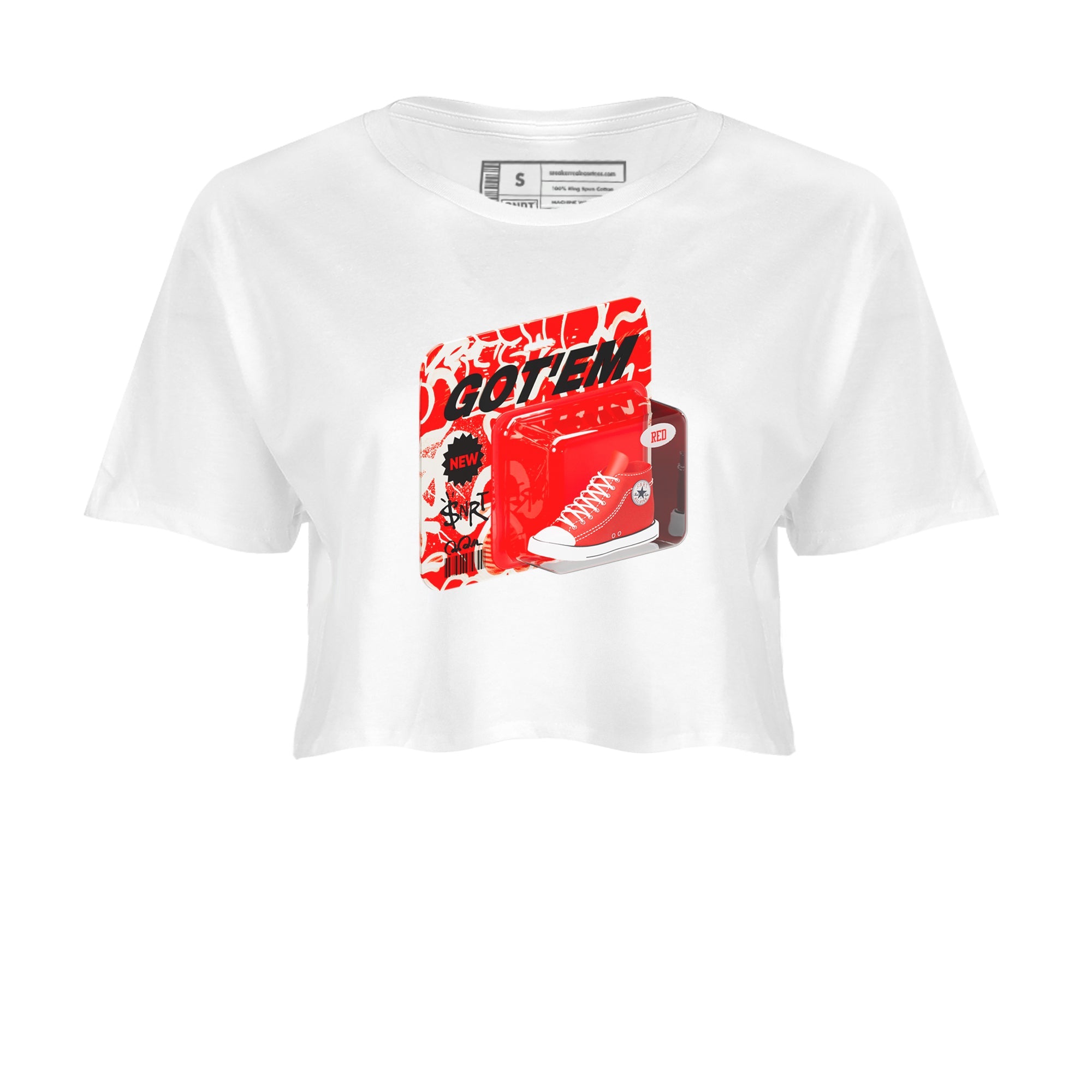 Converse High Top Red shirt to match sneakers Vintage Toy Packing sneaker tees Shoes Match Converse High Top Red Drip Gear Zone Sneaker Tee White 2 Crop T-Shirt