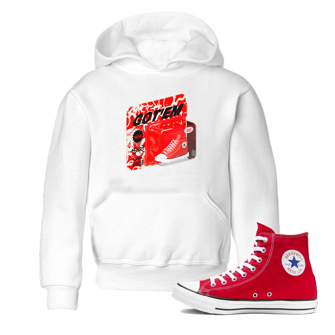 Converse High Top Red shirt to match sneakers Vintage Toy Packing sneaker tees Shoes Match Converse High Top Red Drip Gear Zone Sneaker Tee Baby Toddler White 1 T-Shirt