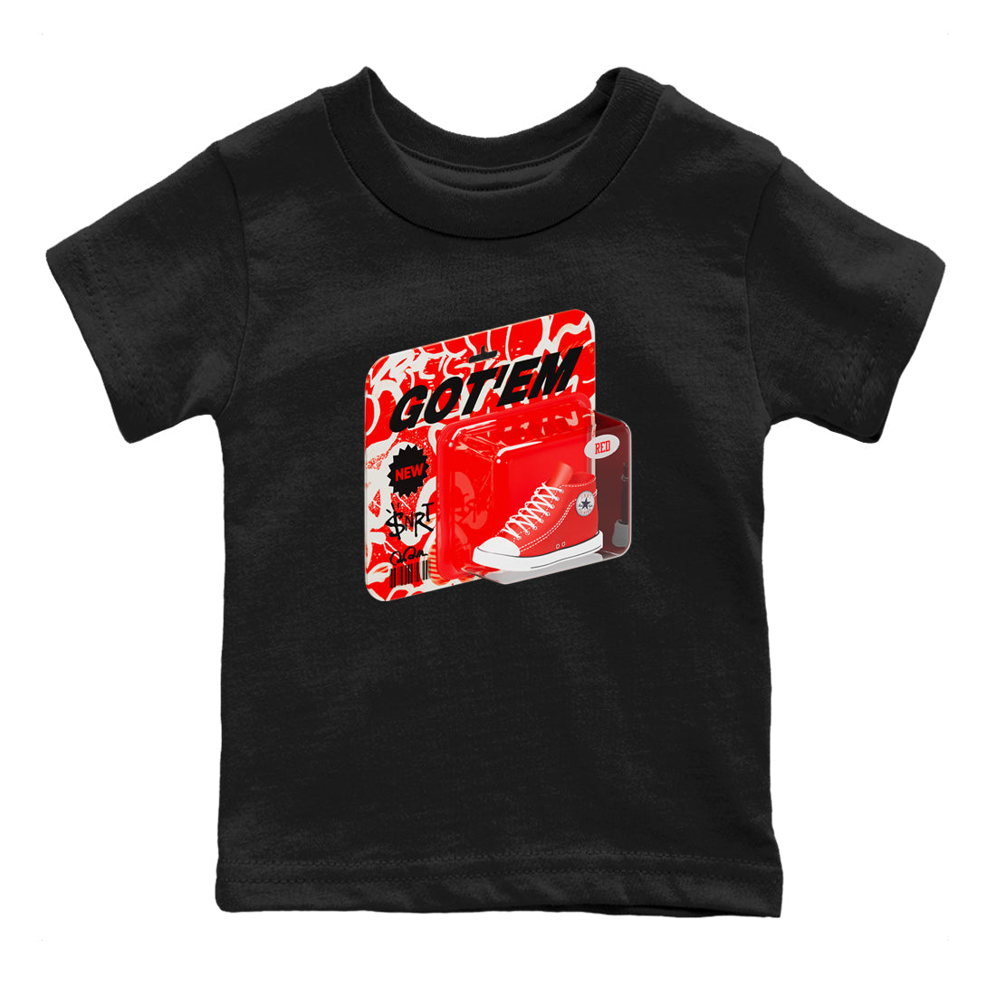 Converse High Top Red shirt to match sneakers Vintage Toy Packing sneaker tees Shoes Match Converse High Top Red Drip Gear Zone Sneaker Tee Baby Toddler Black 2 T-Shirt