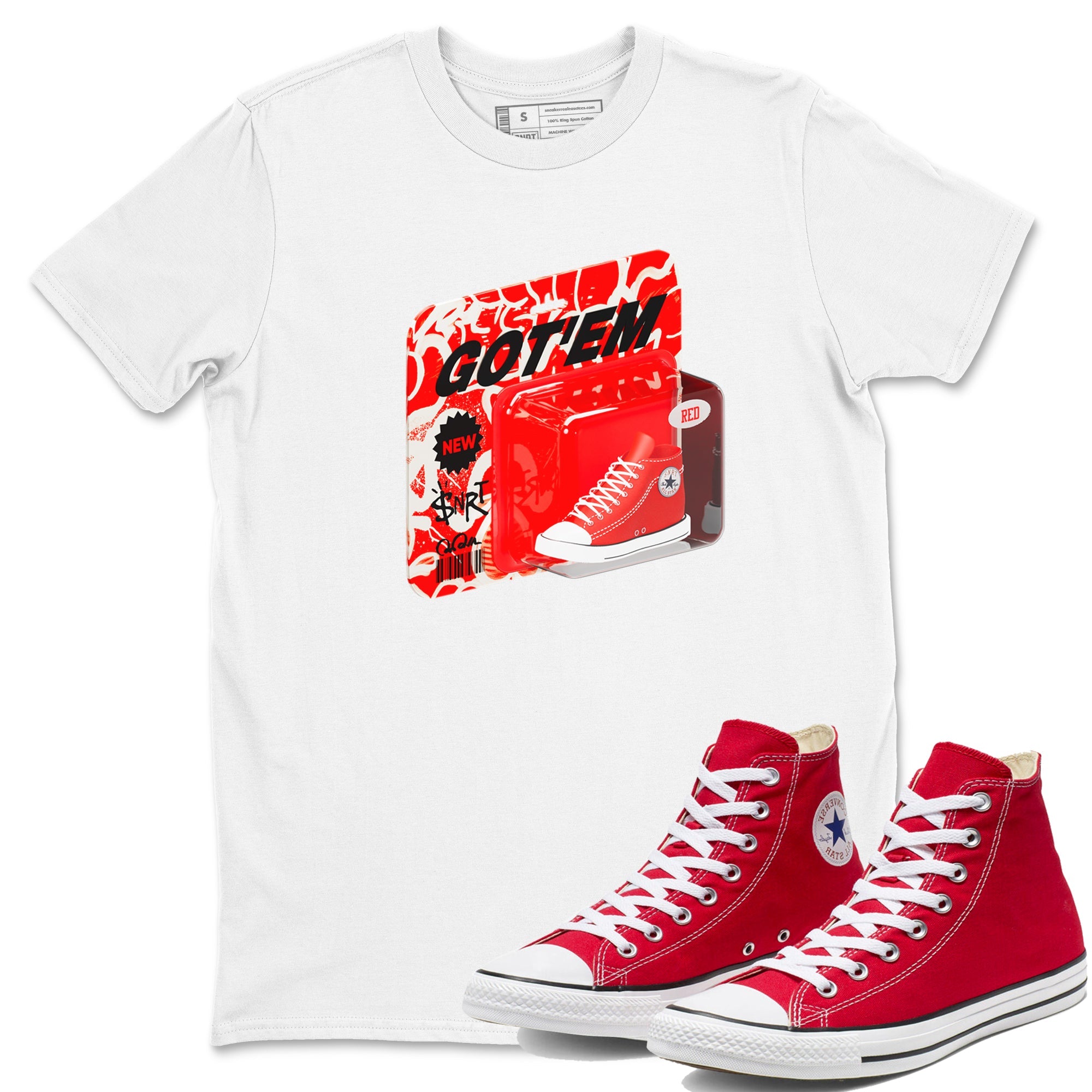 Converse High Top Red shirt to match sneakers Vintage Toy Packing sneaker tees Shoes Match Converse High Top Red Drip Gear Zone Sneaker Tee Unisex White 1 T-Shirt