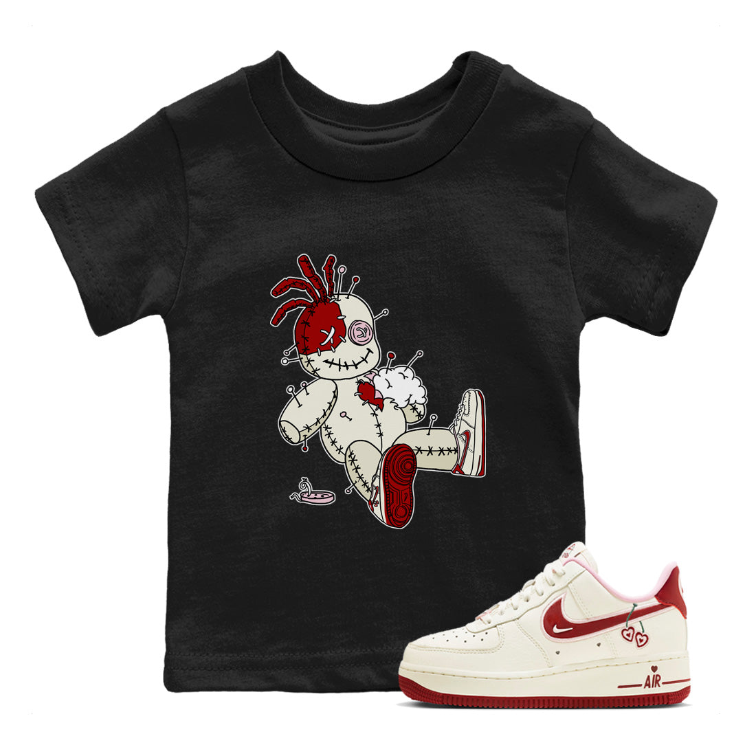 Air Force 1 Valentines Day Sneaker Match Tees Voodoo Doll Sneaker Tees Air Force 1 Valentines Day Jordan to match sneaker T-Shirt Kids Shirts