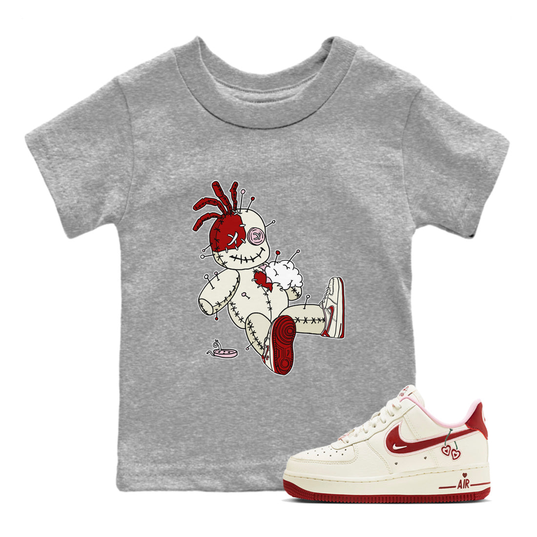 Air Force 1 Valentines Day Sneaker Match Tees Voodoo Doll Sneaker Tees Air Force 1 Valentines Day Jordan to match sneaker T-Shirt Kids Shirts