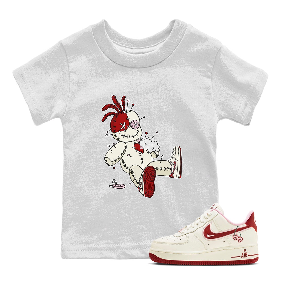Air Force 1 Valentines Day Sneaker Match Tees Voodoo Doll Sneaker Tees Air Force 1 Valentines Day Jordan to match sneaker T-Shirt Kids Shirts