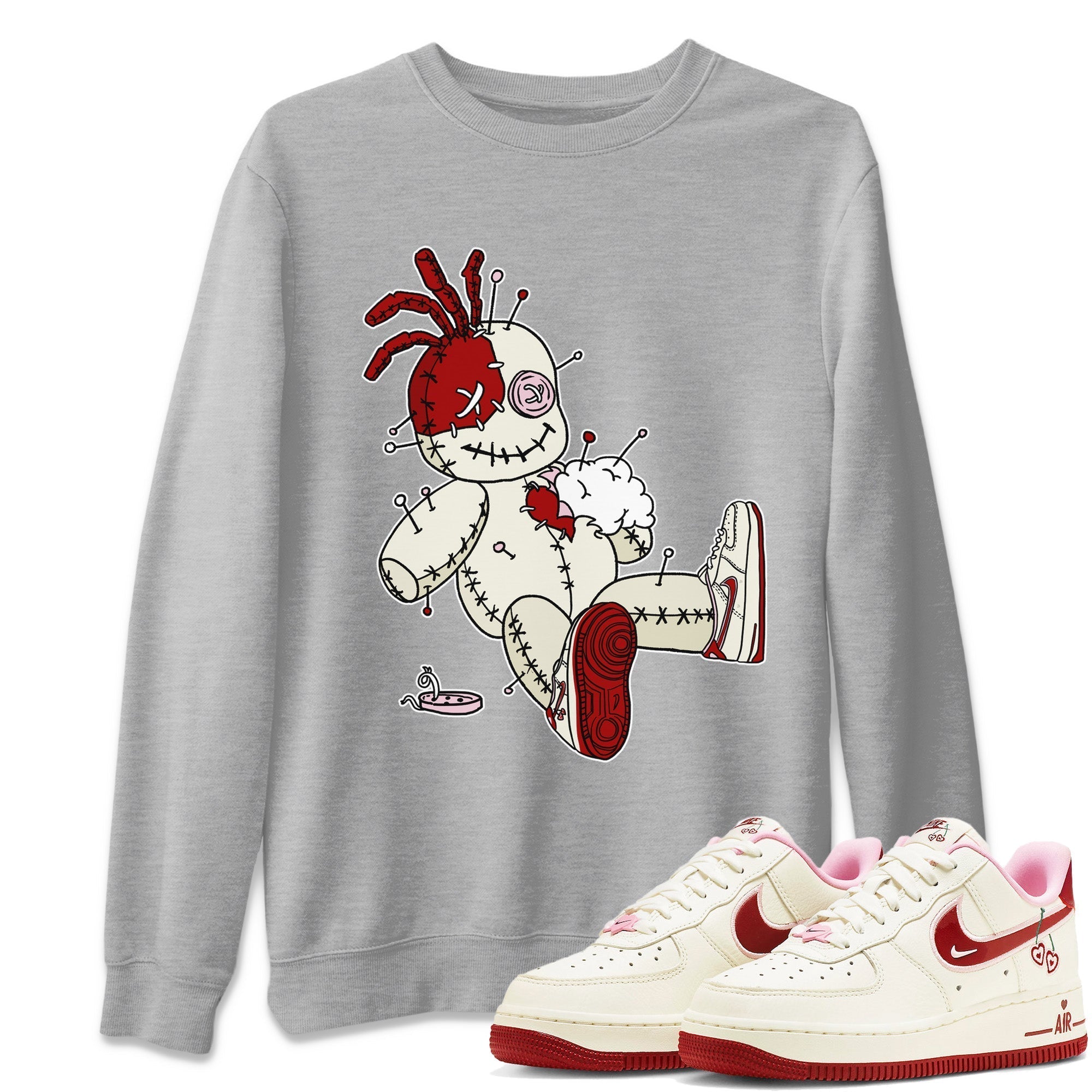 Air Force 1 Valentines Day Sneaker Match Tees Voodoo Doll Sneaker Tees Air Force 1 Valentines Day Jordan to match sneaker T-Shirt Crew Neck Shirts