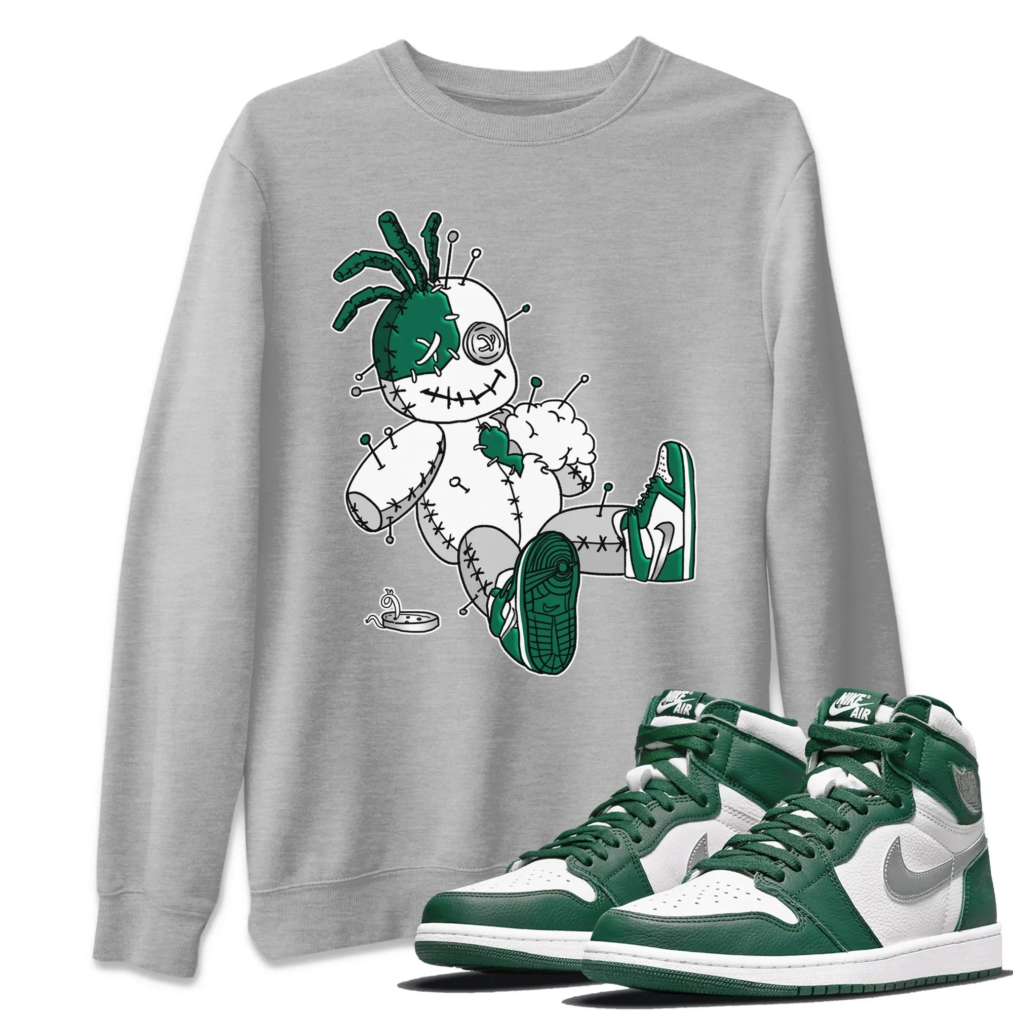 Jordan 1 Gorge Green Sneaker Matching T-Shirt Voodoo Doll Sneaker Tees Jordan 1 Gorge Green Sneaker Release Tees Crew Neck Tees