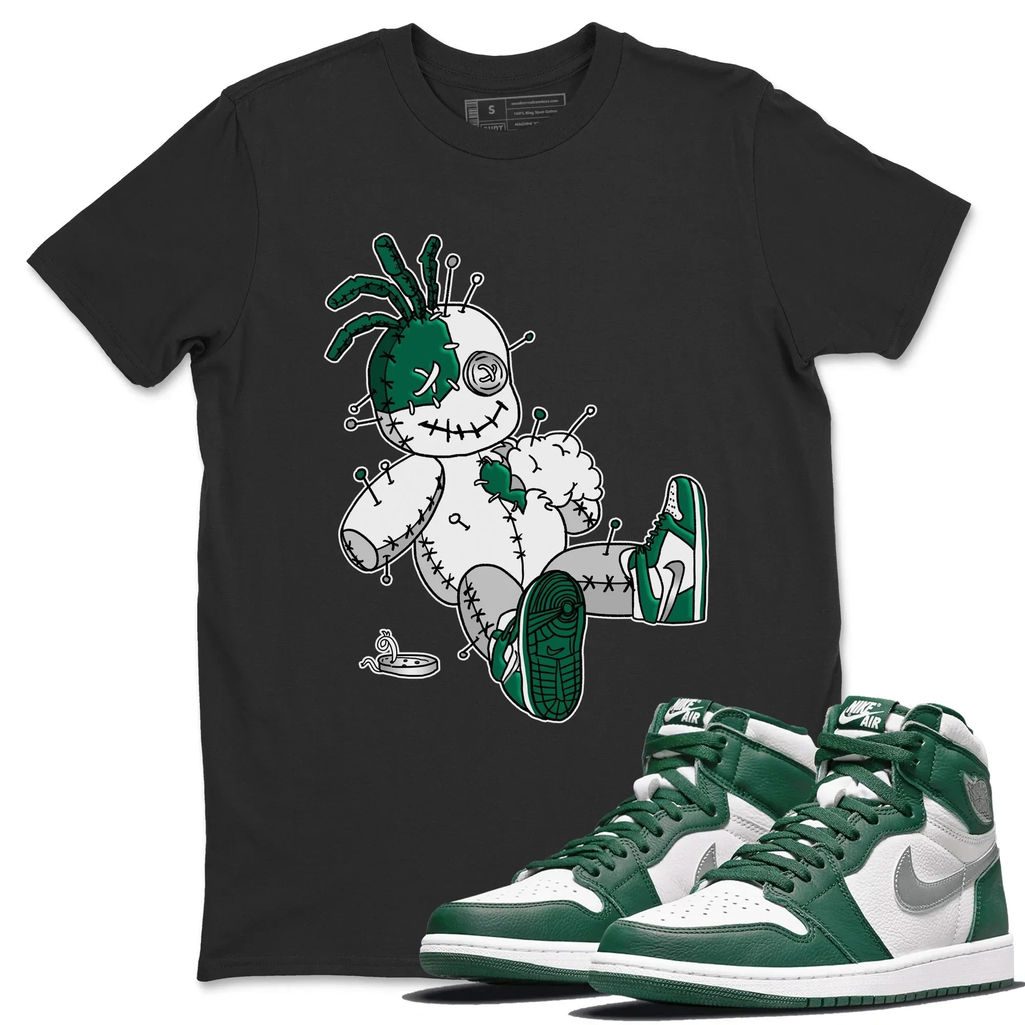 Jordan 1 Gorge Green Sneaker Matching T-Shirt Voodoo Doll Sneaker Tees Jordan 1 Gorge Green Sneaker Release Tees Crew Neck Tees