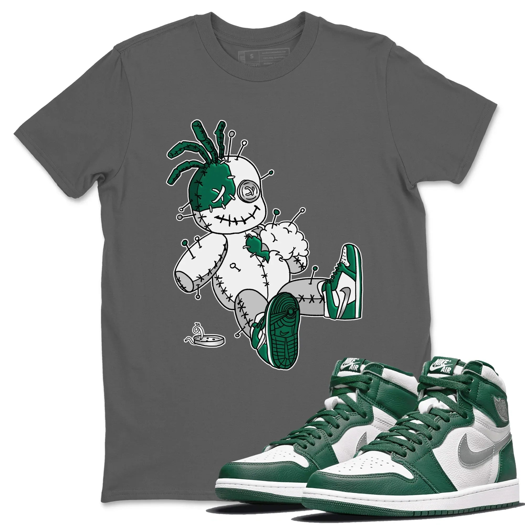 Jordan 1 Gorge Green Sneaker Matching T-Shirt Voodoo Doll Sneaker Tees Jordan 1 Gorge Green Sneaker Release Tees Crew Neck Tees