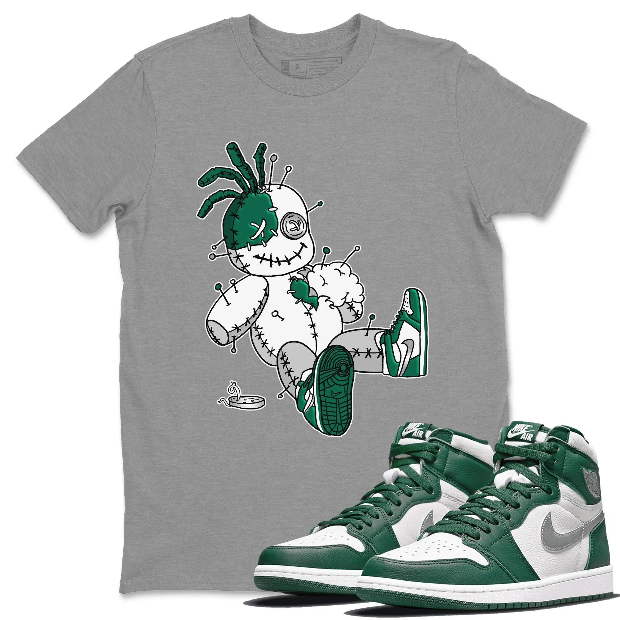 Jordan 1 Gorge Green Sneaker Matching T-Shirt Voodoo Doll Sneaker Tees Jordan 1 Gorge Green Sneaker Release Tees Crew Neck Tees