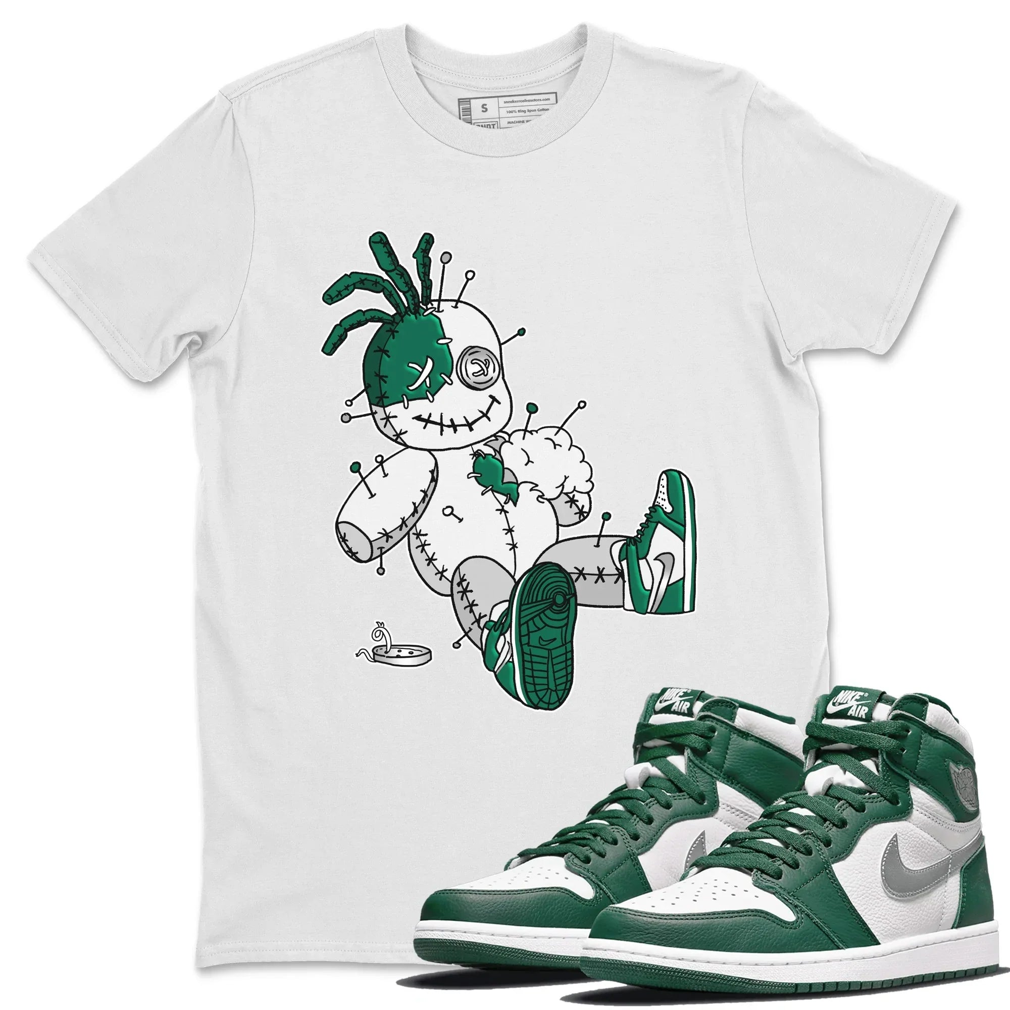 Jordan 1 Gorge Green Sneaker Matching T-Shirt Voodoo Doll Sneaker Tees Jordan 1 Gorge Green Sneaker Release Tees Crew Neck Tees