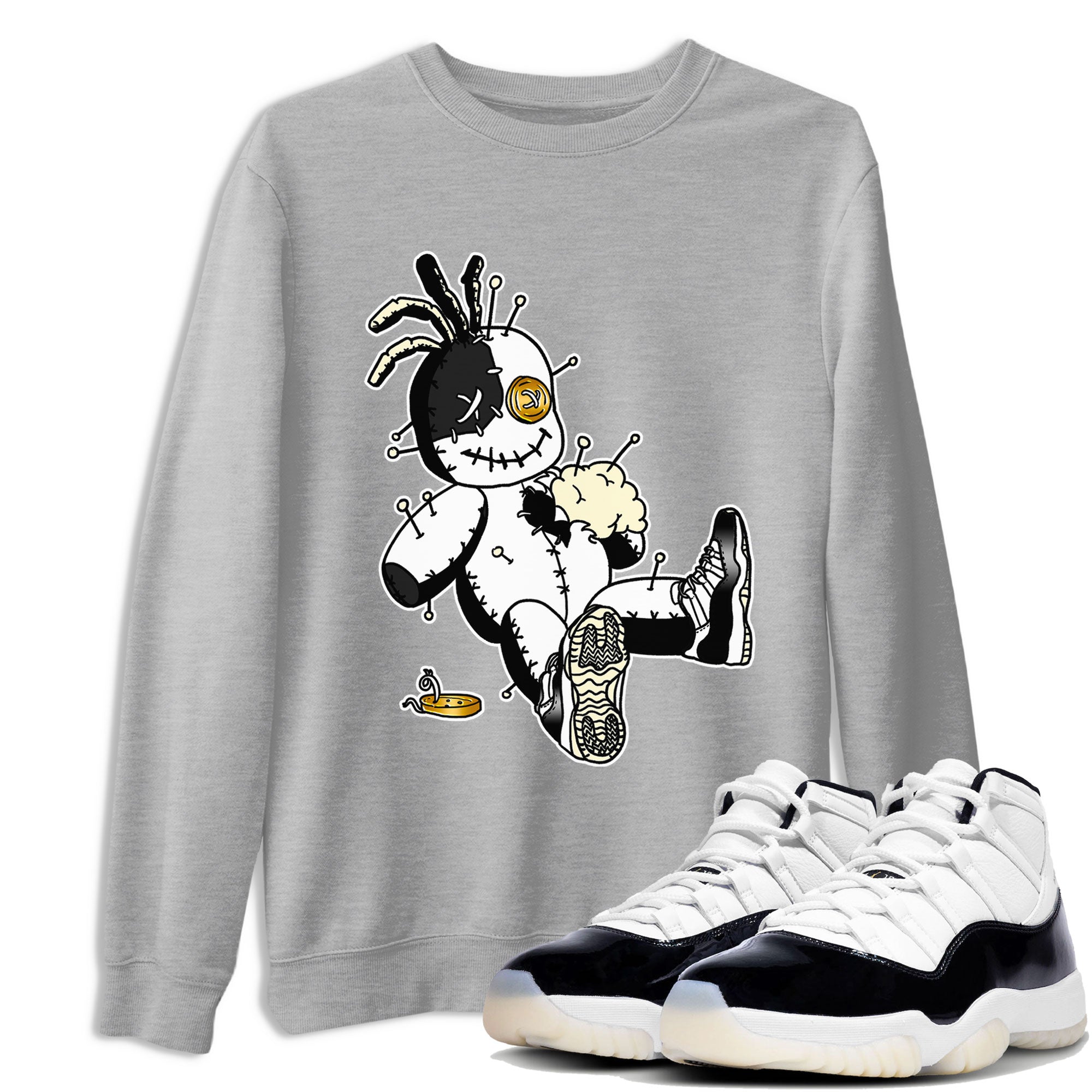 Air Jordan 11 Gratitude shirt to match jordans Voodoo Doll sneaker tees Jordan 11 Retro Gratitude Drip Gear Zone Sneaker Matching Cotton Shirt unisex crew neck cotton Heather Grey 1 crew neck shirt