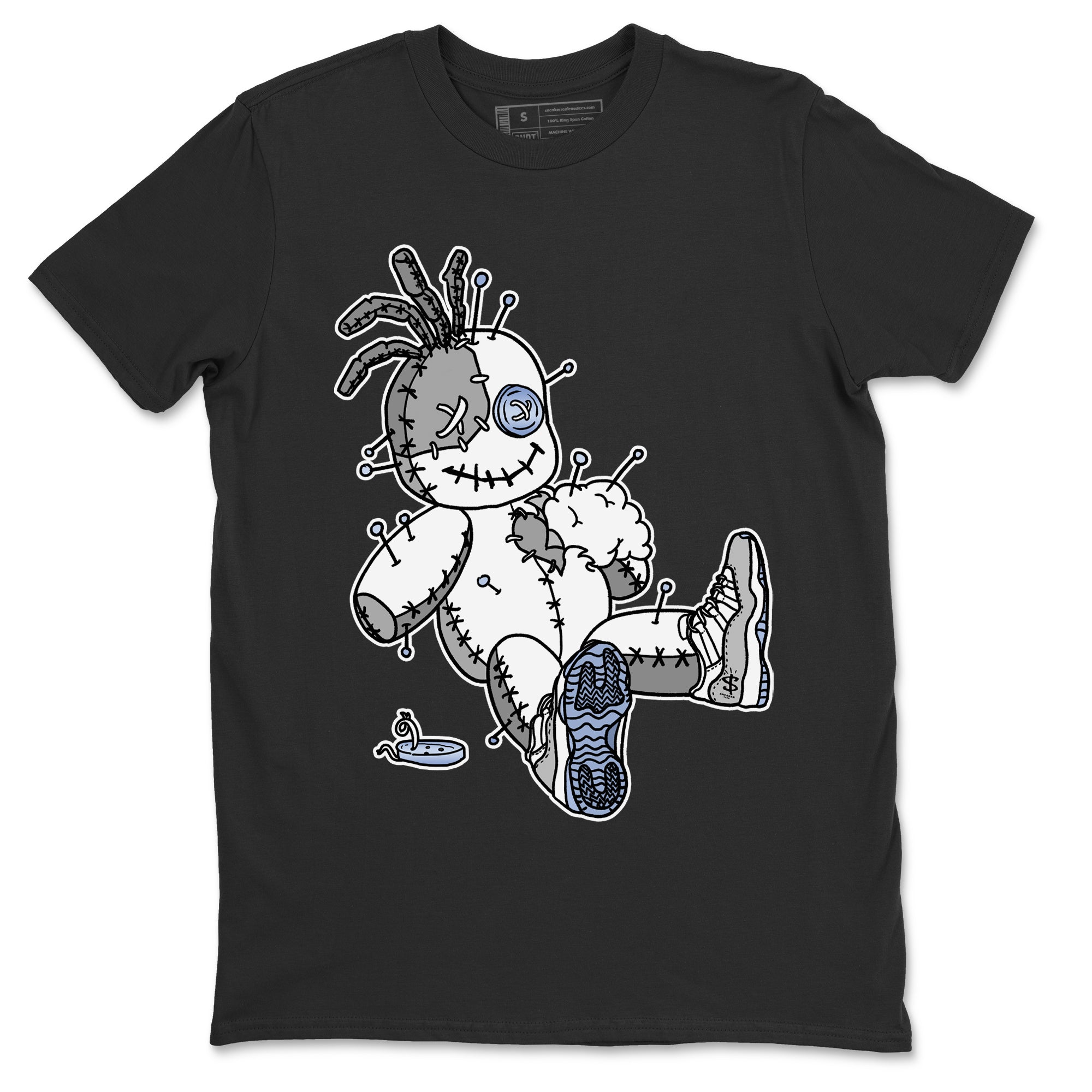 Air Jordan 11 White Cement Sneaker Match Tees Voodoo Doll Streetwear Sneaker Shirt Jordan 11 Retro White Cement Sneaker Release Tees Unisex Shirts Black 2