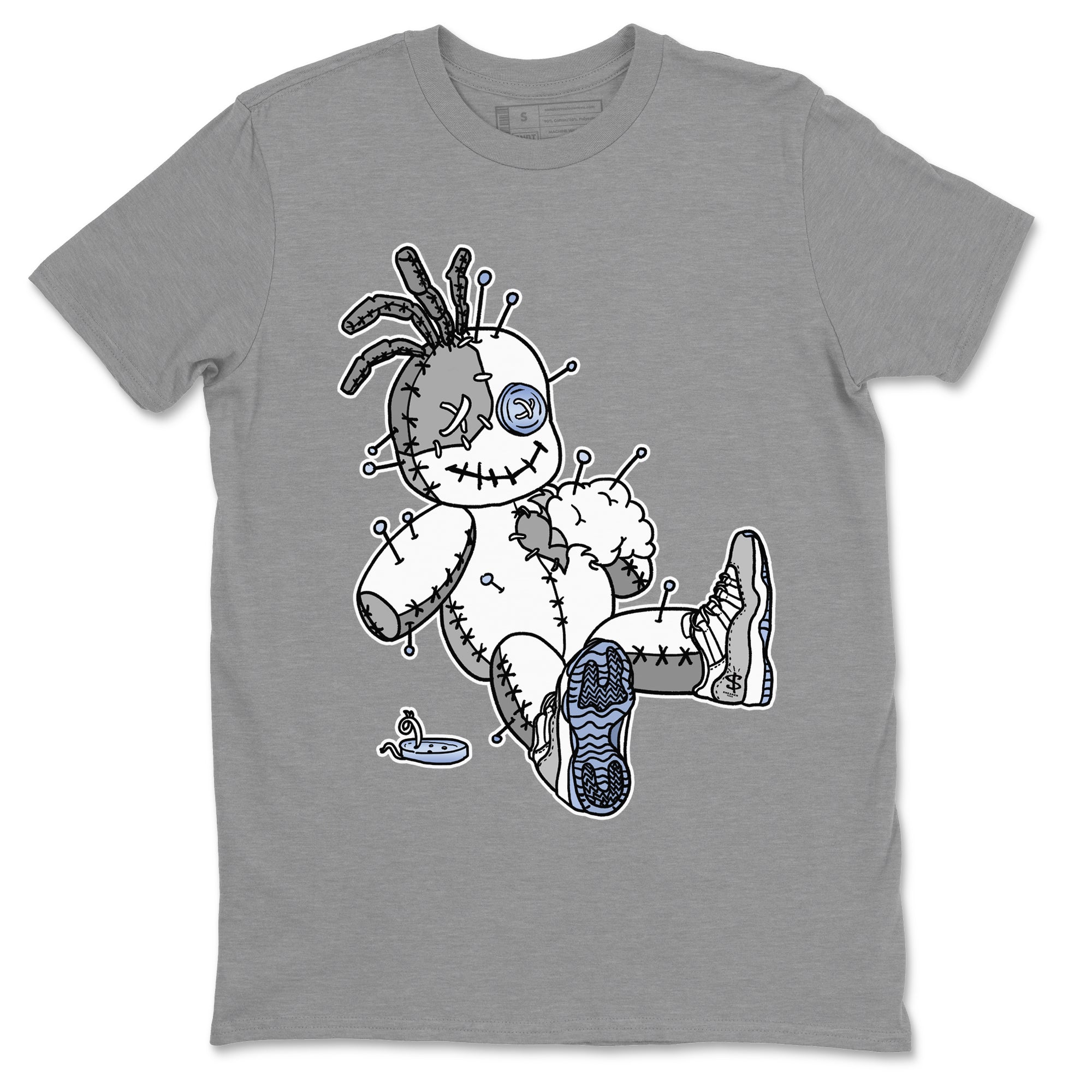 Air Jordan 11 White Cement Sneaker Match Tees Voodoo Doll Streetwear Sneaker Shirt Jordan 11 Retro White Cement Sneaker Release Tees Unisex Shirts Heather Grey 2