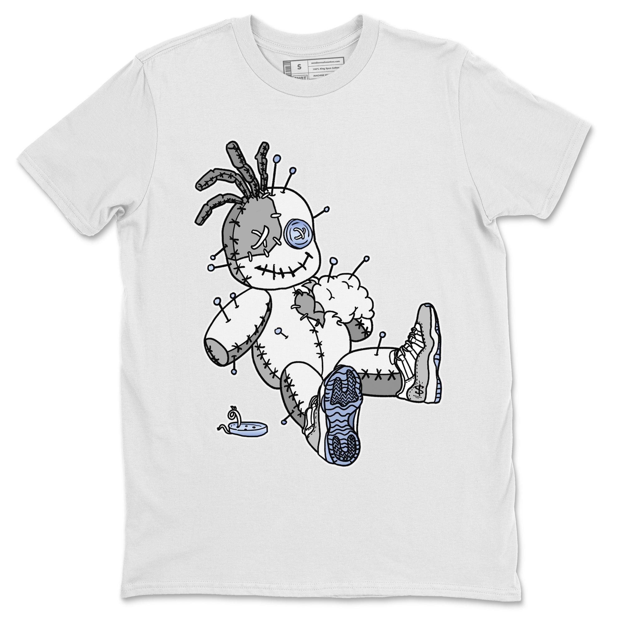 Air Jordan 11 White Cement Sneaker Match Tees Voodoo Doll Streetwear Sneaker Shirt Jordan 11 Retro White Cement Sneaker Release Tees Unisex Shirts White 2