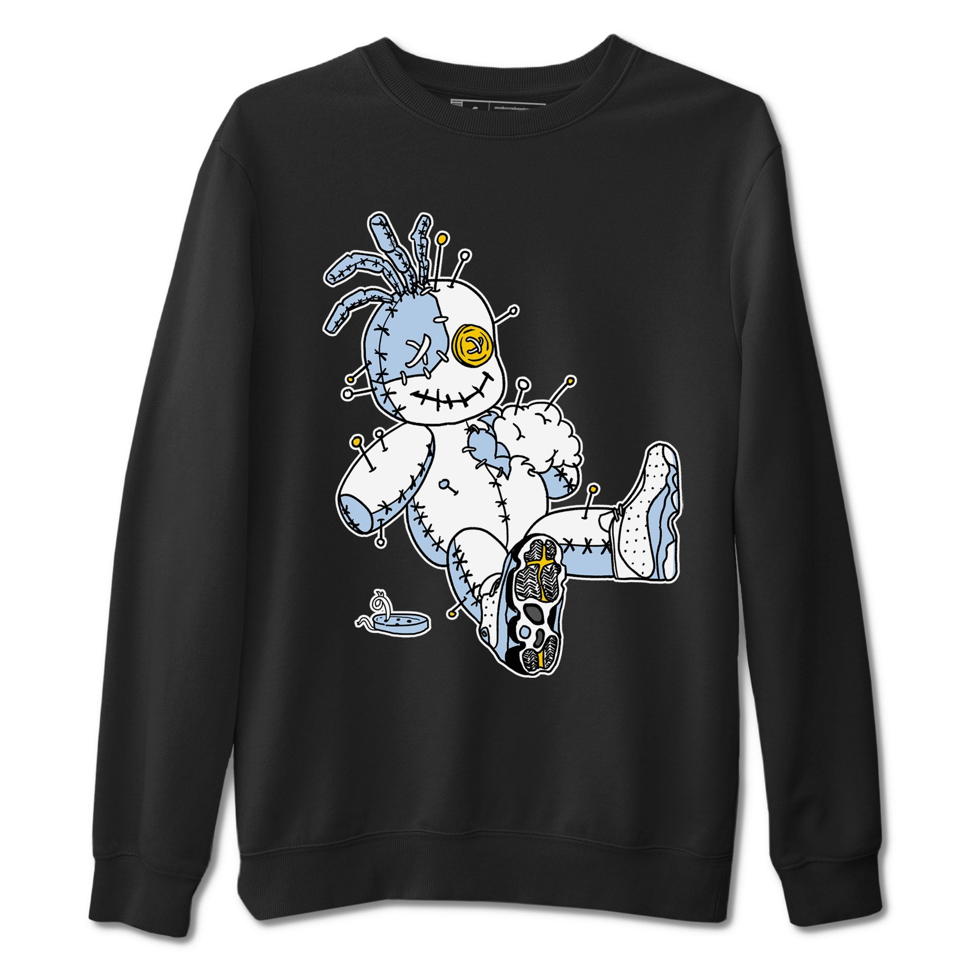 13s Blue Grey shirt to match jordans Voodoo Doll sneaker tees Air Jordan 13 Retro Blue Grey Drip Gear Zone unisex cotton Black 2 crew neck shirt