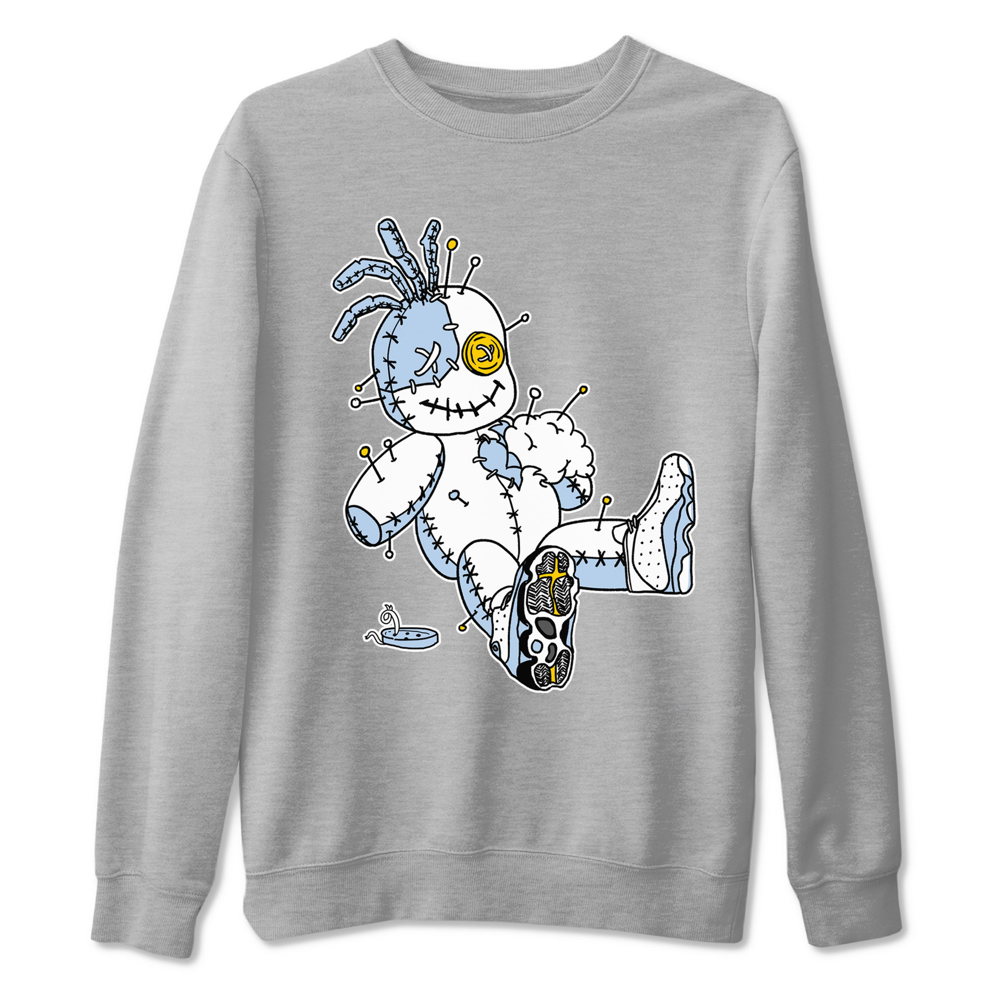 13s Blue Grey shirt to match jordans Voodoo Doll sneaker tees Air Jordan 13 Retro Blue Grey Drip Gear Zone unisex cotton Heather Grey 2 crew neck shirt