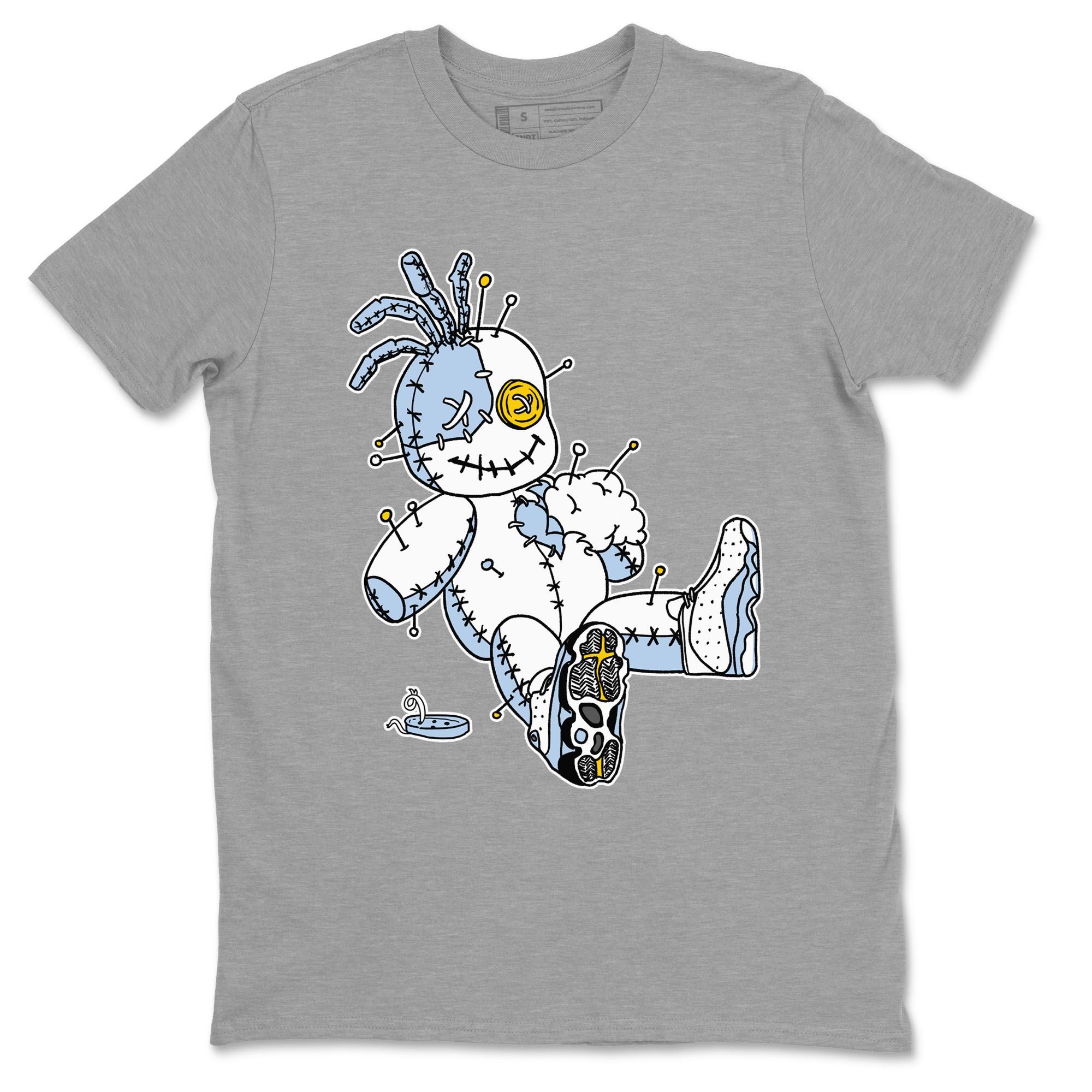 13s Blue Grey shirt to match jordans Voodoo Doll sneaker tees Air Jordan 13 Retro Blue Grey Drip Gear Zone unisex cotton Heather Grey 2 crew neck shirt