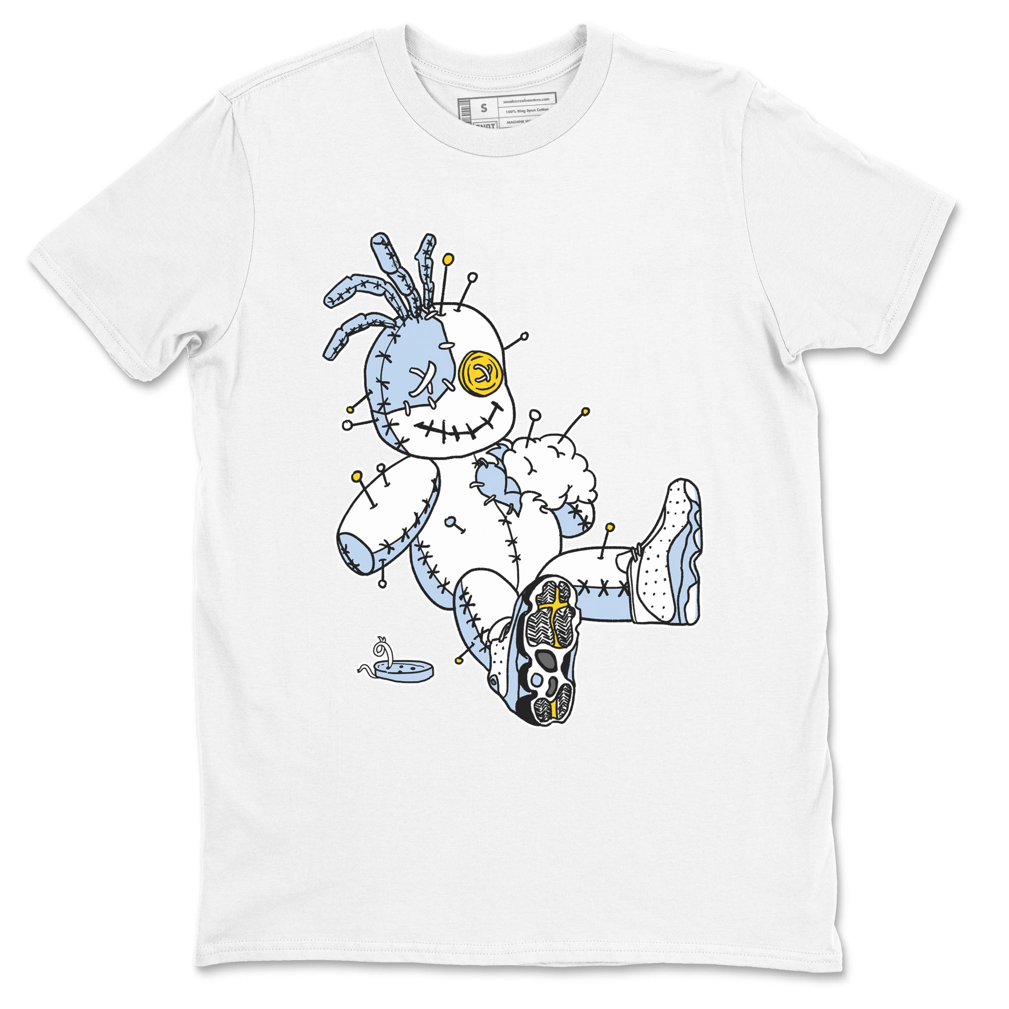 13s Blue Grey shirt to match jordans Voodoo Doll sneaker tees Air Jordan 13 Retro Blue Grey Drip Gear Zone unisex cotton White 2 crew neck shirt