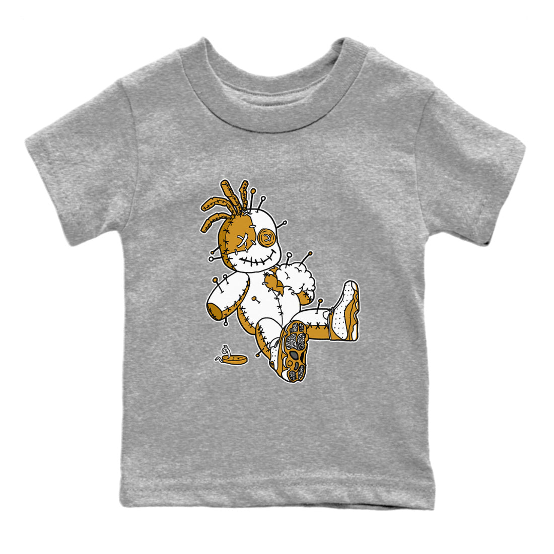 Jordan Retro 13 Wheat Sneaker Matching Tee Voodoo Doll Streetwear Sneaker Shirt 13 Wheat Sneaker T-Shirt Kids Shirts Heather Grey 2