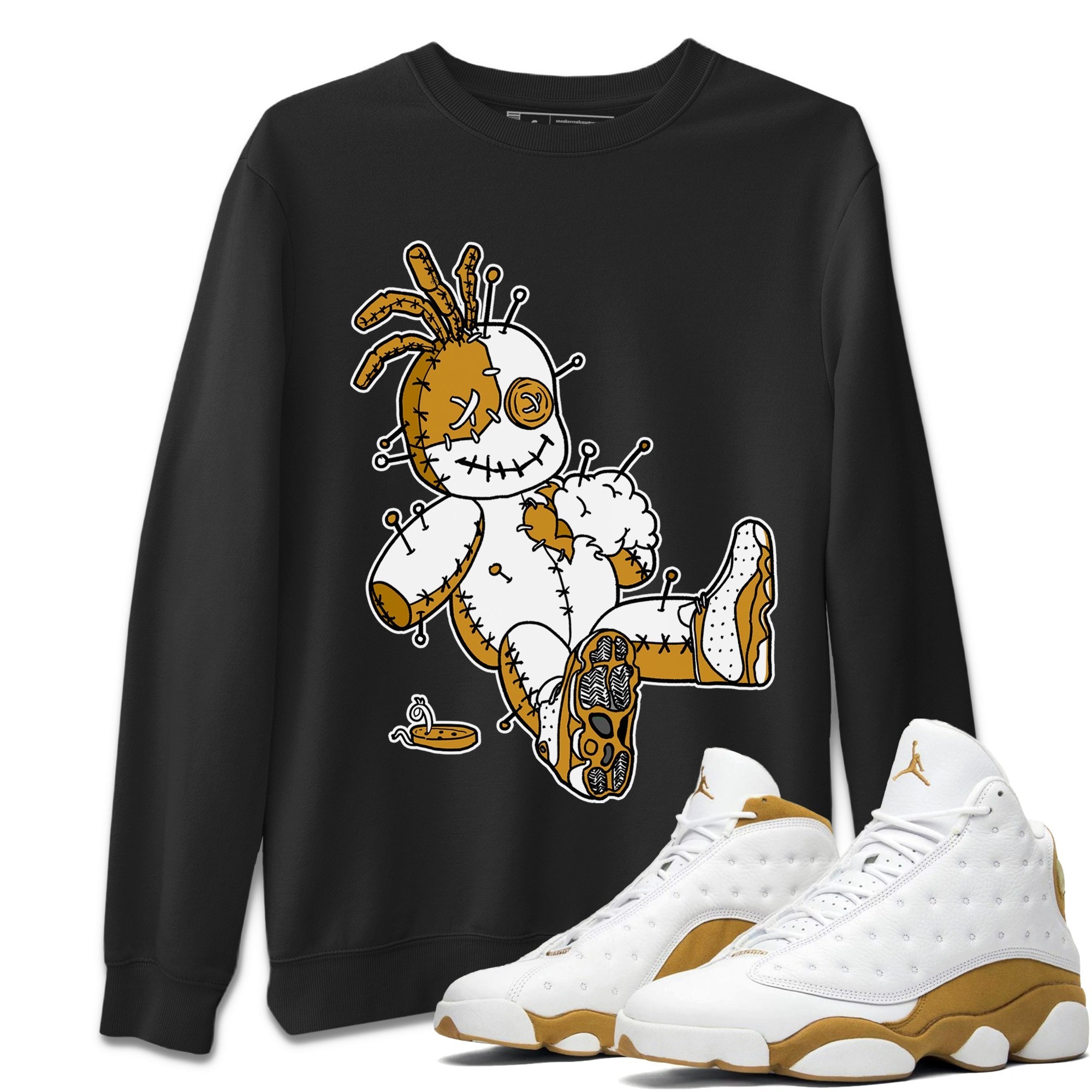 Jordan Retro 13 Wheat Sneaker Matching Tee Voodoo Doll Streetwear Sneaker Shirt 13 Wheat Sneaker T-Shirt Unisex Shirts Black 1