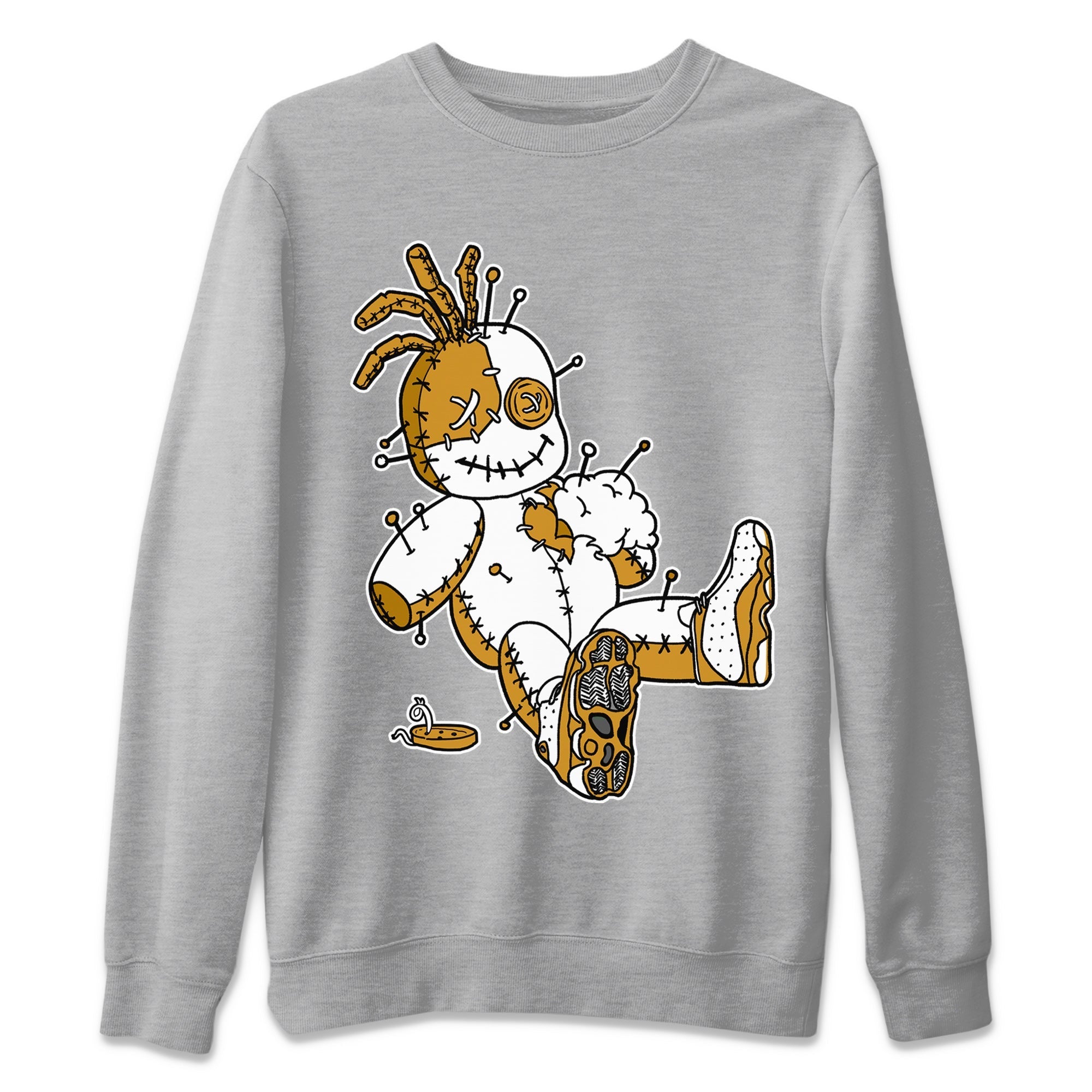 Jordan Retro 13 Wheat Sneaker Matching Tee Voodoo Doll Streetwear Sneaker Shirt 13 Wheat Sneaker T-Shirt Unisex Shirts Heather Grey 2