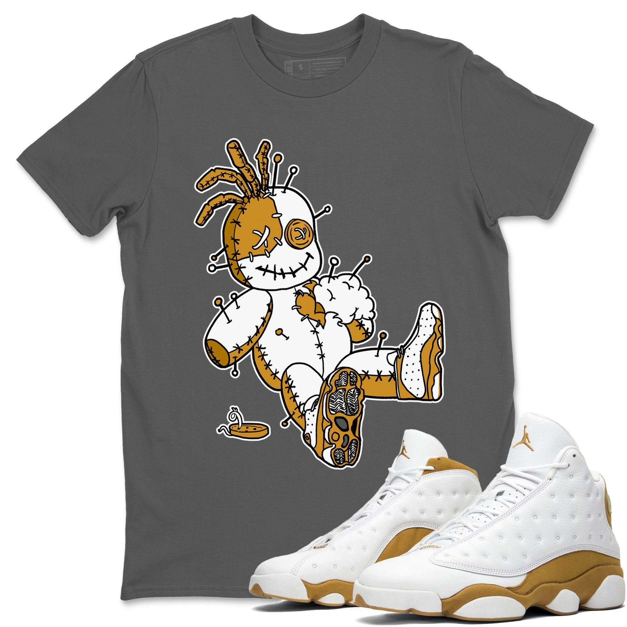 Jordan Retro 13 Wheat Sneaker Matching Tee Voodoo Doll Streetwear Sneaker Shirt 13 Wheat Sneaker T-Shirt Unisex Shirts Cool Grey 1