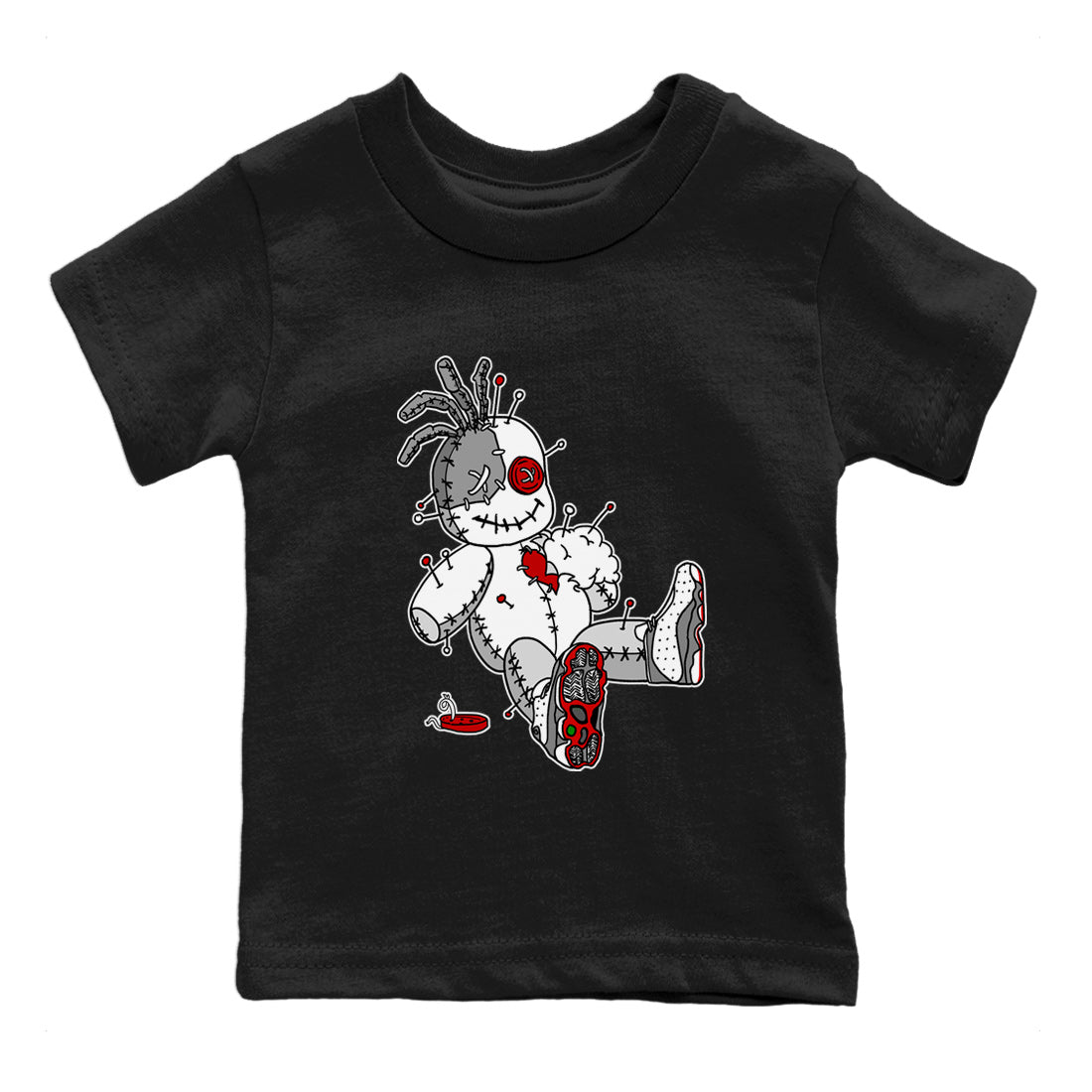 Air Jordan 13 Wolf Grey Voodoo Doll Baby and Kids Streetwear Sneaker Shirt Air Jordan 13 Wolf Grey Kids Streetwear Sneaker Shirt Washing and Care Tip