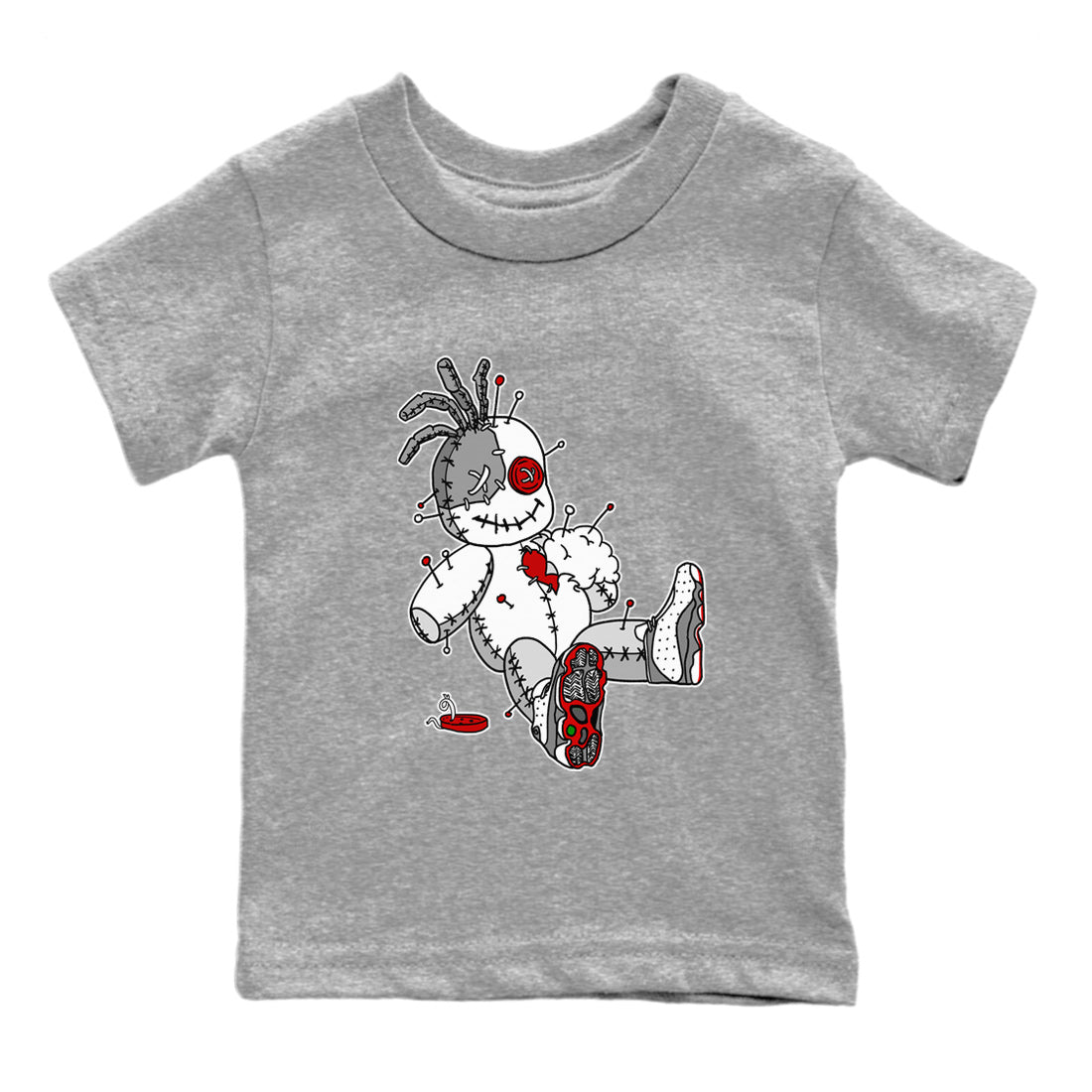 Air Jordan 13 Wolf Grey Sneaker Match Tees Voodoo Doll Streetwear Sneaker Shirt Air Jordan 13 Retro Wolf Grey T-Shirt Kids Shirts Heather Grey 2