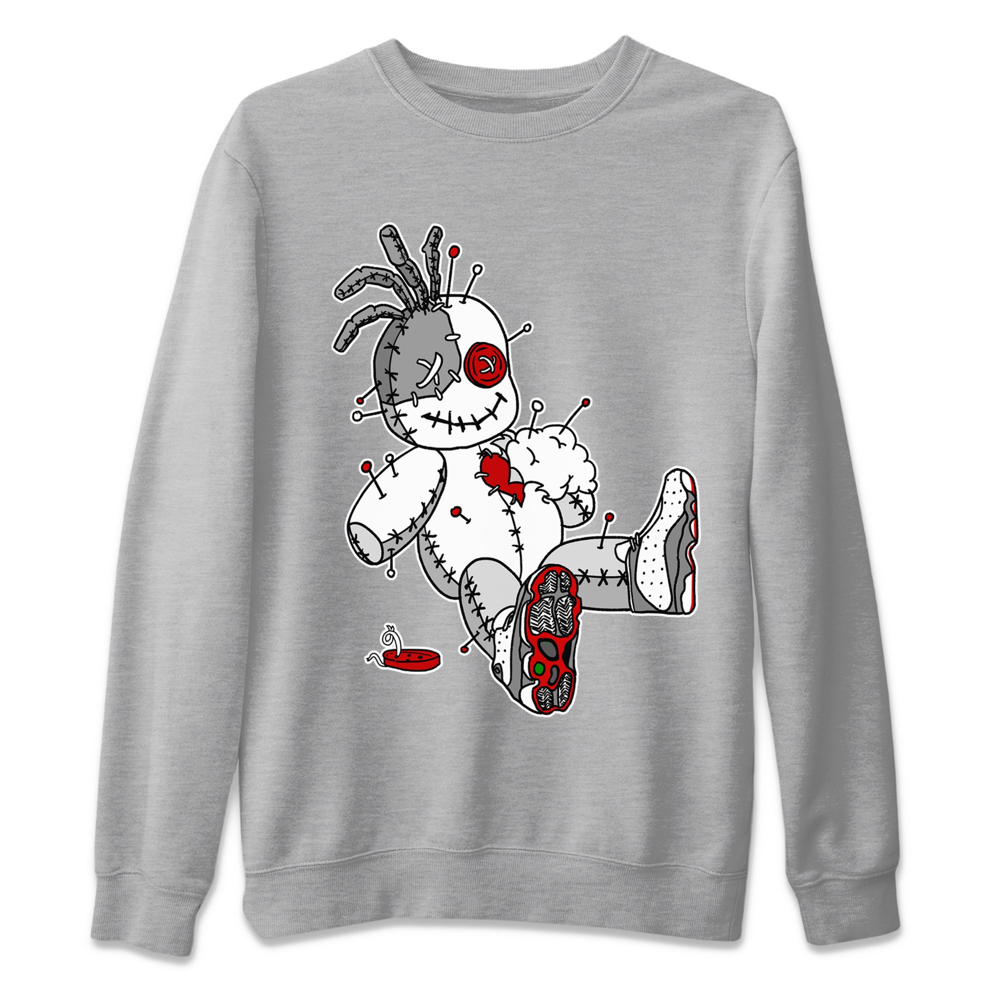 Air Jordan 13 Wolf Grey Sneaker Match Tees Voodoo Doll Streetwear Sneaker Shirt Air Jordan 13 Retro Wolf Grey T-Shirt Unisex Shirts Heather Grey 2