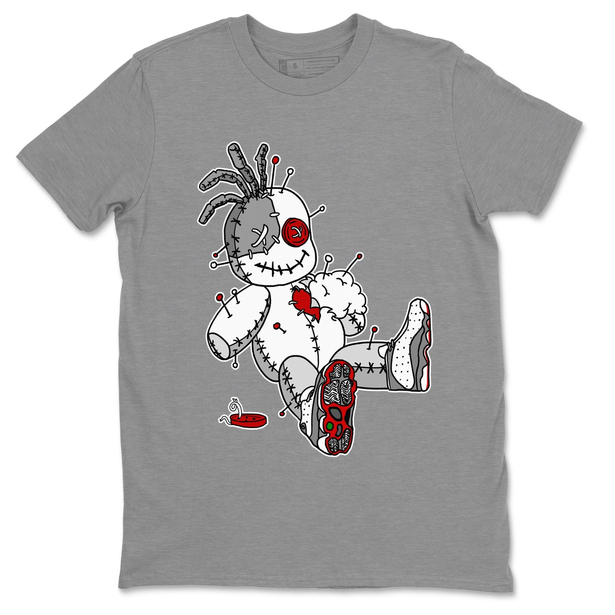 Air Jordan 13 Wolf Grey Sneaker Match Tees Voodoo Doll Streetwear Sneaker Shirt Air Jordan 13 Retro Wolf Grey T-Shirt Unisex Shirts Heather Grey 2
