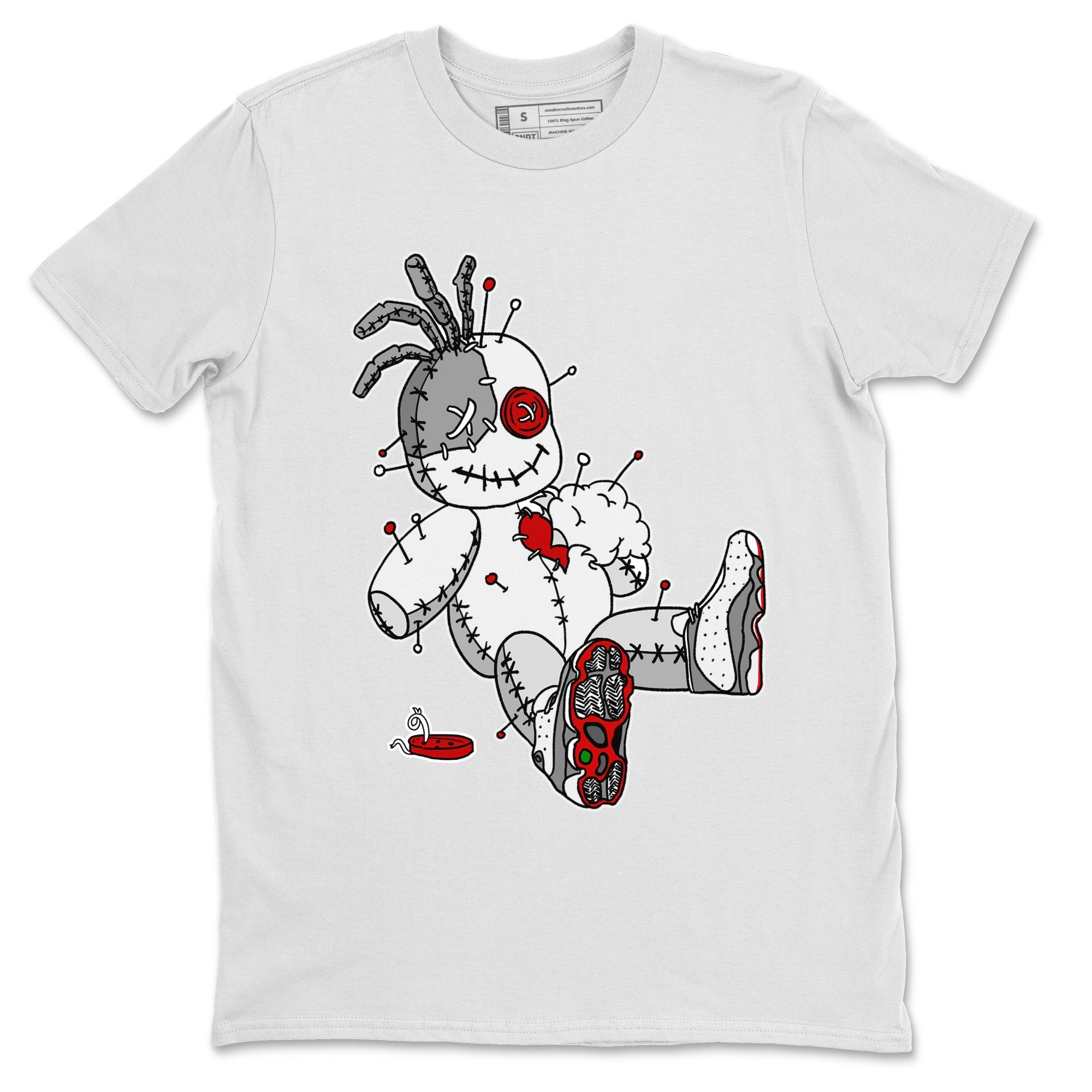Air Jordan 13 Wolf Grey Sneaker Match Tees Voodoo Doll Streetwear Sneaker Shirt Air Jordan 13 Retro Wolf Grey T-Shirt Unisex Shirts White 2