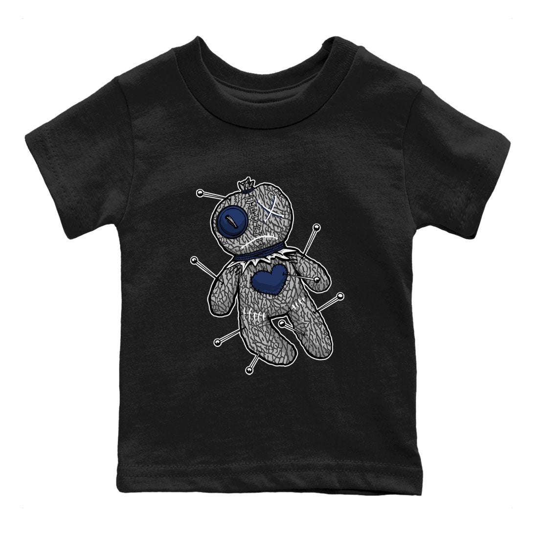 AJ3 Midnight Navy shirt to match jordans Voodoo Doll sneaker match t-shirt 3s Midnight Navy Drip Gear Zone baby toddler Black 1 cotton sneaker tee