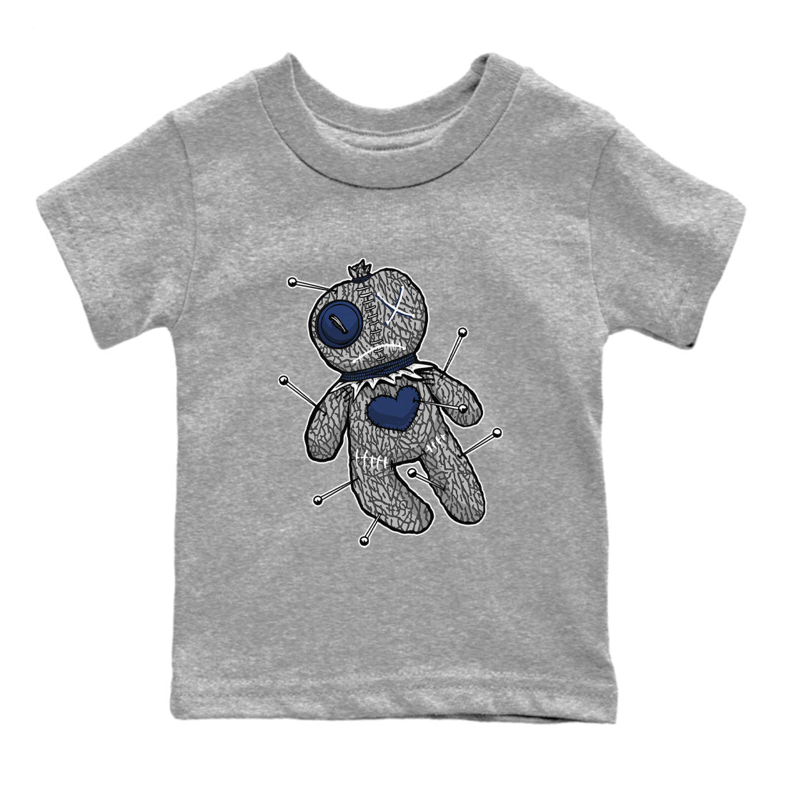 AJ3 Midnight Navy shirt to match jordans Voodoo Doll sneaker match t-shirt 3s Midnight Navy Drip Gear Zone baby toddler Heather Grey 2 cotton sneaker tee