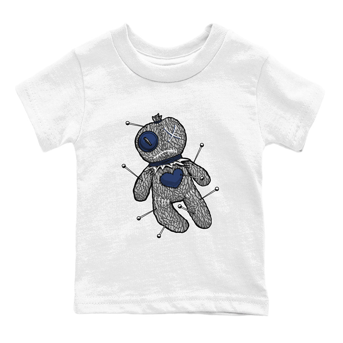AJ3 Midnight Navy shirt to match jordans Voodoo Doll sneaker match t-shirt 3s Midnight Navy Drip Gear Zone baby toddler White 2 cotton sneaker tee
