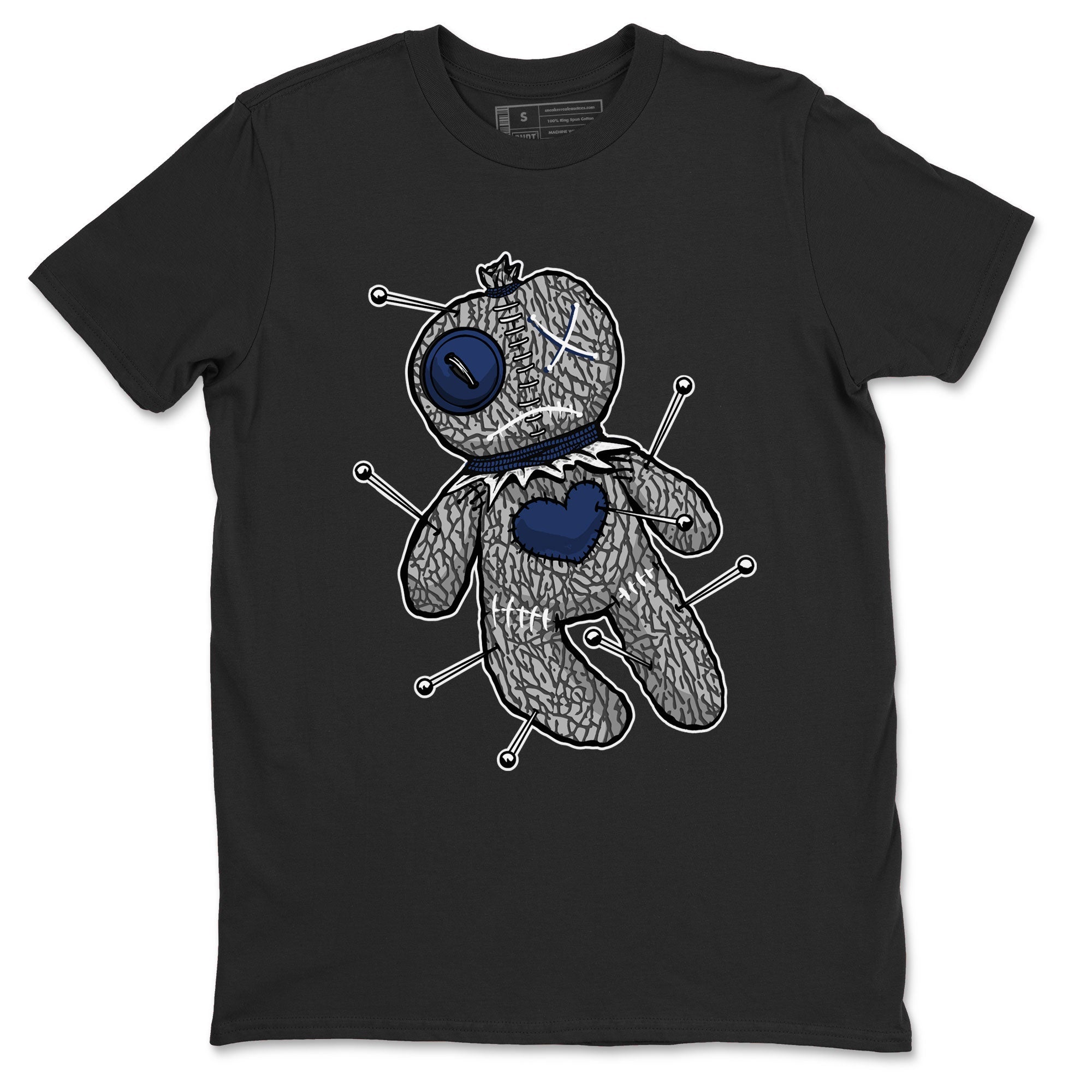 AJ3 Midnight Navy shirt to match jordans Voodoo Doll sneaker match t-shirt 3s Midnight Navy Drip Gear Zone unisex cotton Black 2 Crew Neck T-Shirt