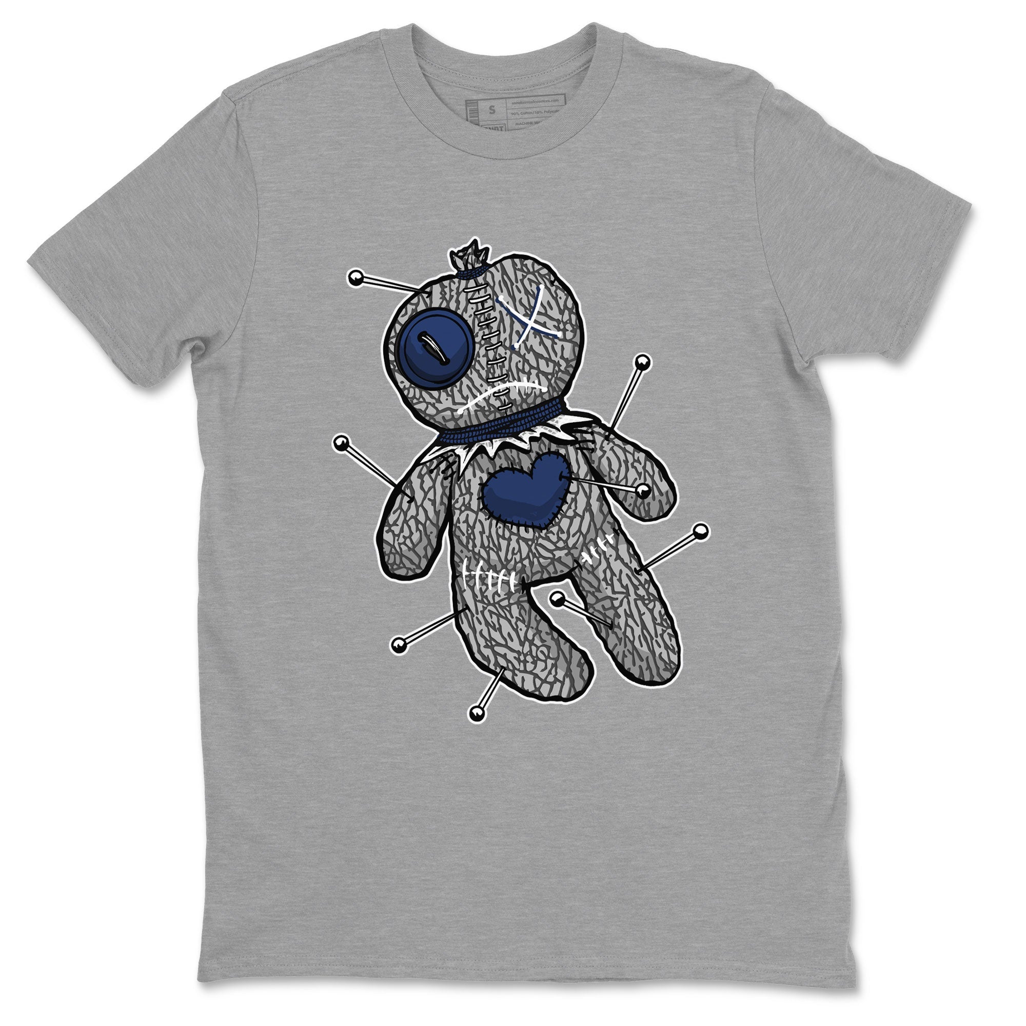 AJ3 Midnight Navy shirt to match jordans Voodoo Doll sneaker match t-shirt 3s Midnight Navy Drip Gear Zone unisex cotton Heather Grey 2 Crew Neck T-Shirt