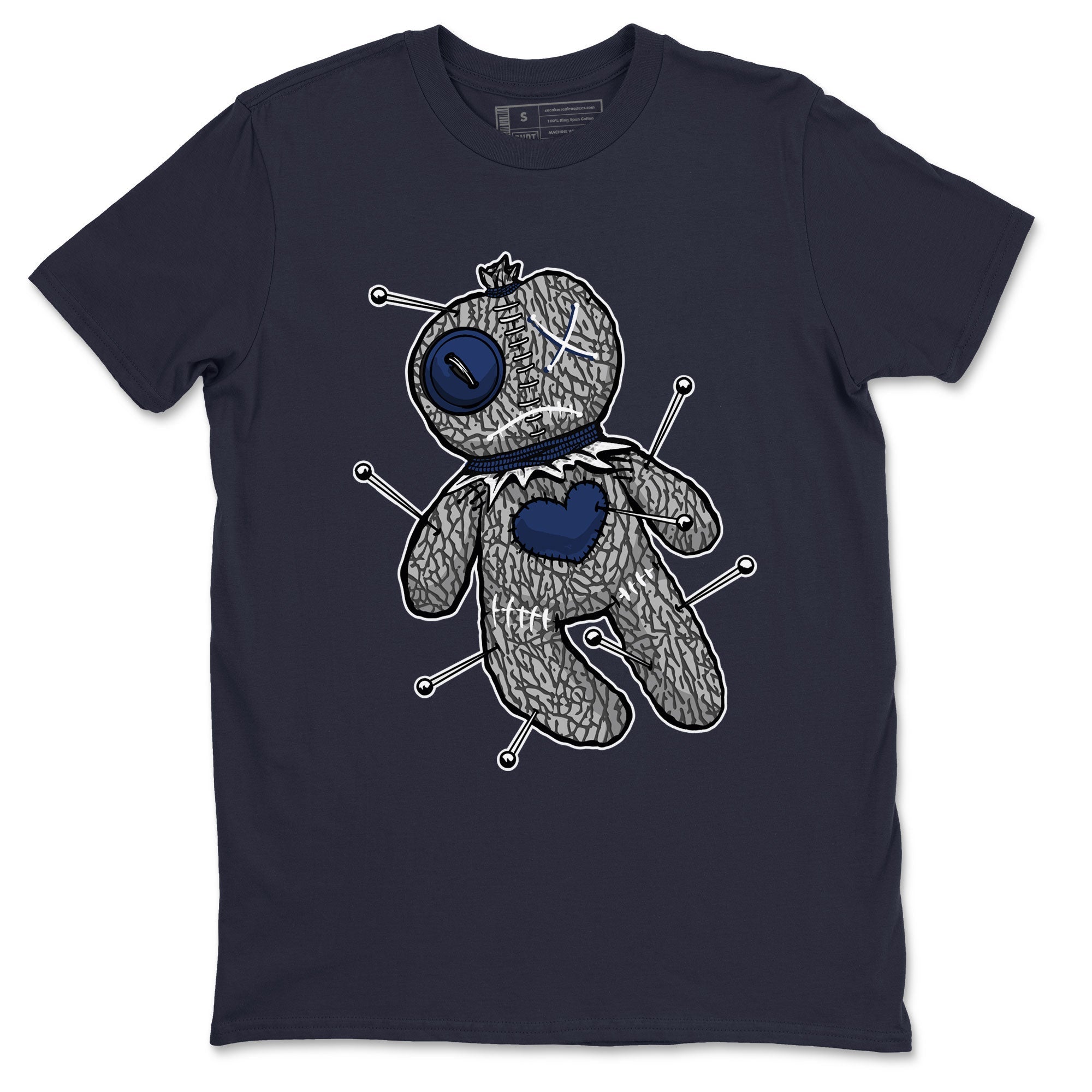 AJ3 Midnight Navy shirt to match jordans Voodoo Doll sneaker match t-shirt 3s Midnight Navy Drip Gear Zone unisex cotton Navy 2 Crew Neck T-Shirt