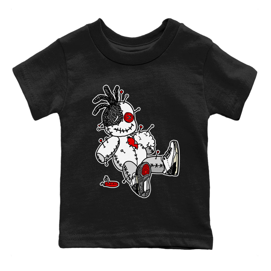 Air Jordan 3 White Cement Voodoo Doll Baby and Kids Sneaker Tees Air Jordan 3 Retro White Cement Kids Sneaker Tees Washing and Care Tip