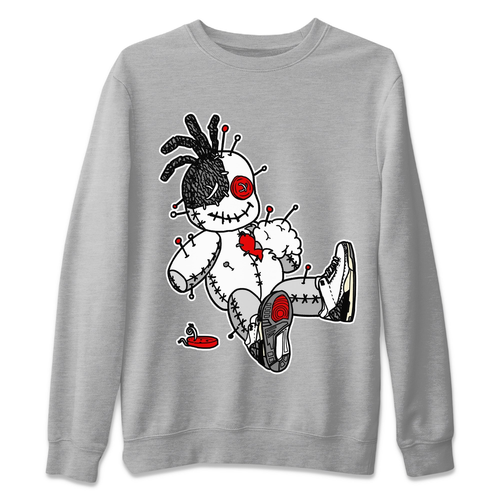 Air Jordan 3 White Cement Shirt To Match Jordans Voodoo Doll Sneaker Tees Air Jordan 3 Retro White Cement Drip Gear Zone Sneaker Matching Clothing Unisex Shirts Heather Grey 2
