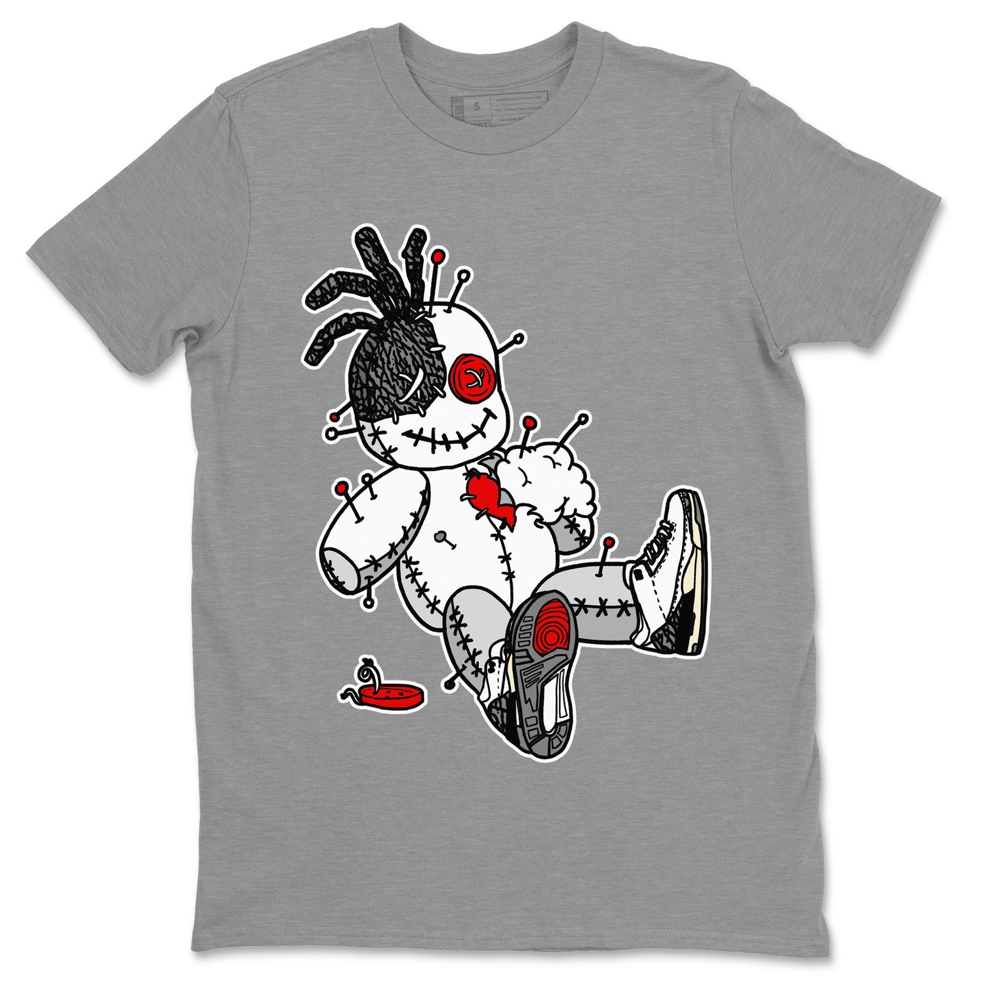 Air Jordan 3 White Cement Shirt To Match Jordans Voodoo Doll Sneaker Tees Air Jordan 3 Retro White Cement Drip Gear Zone Sneaker Matching Clothing Unisex Shirts Heather Grey 2