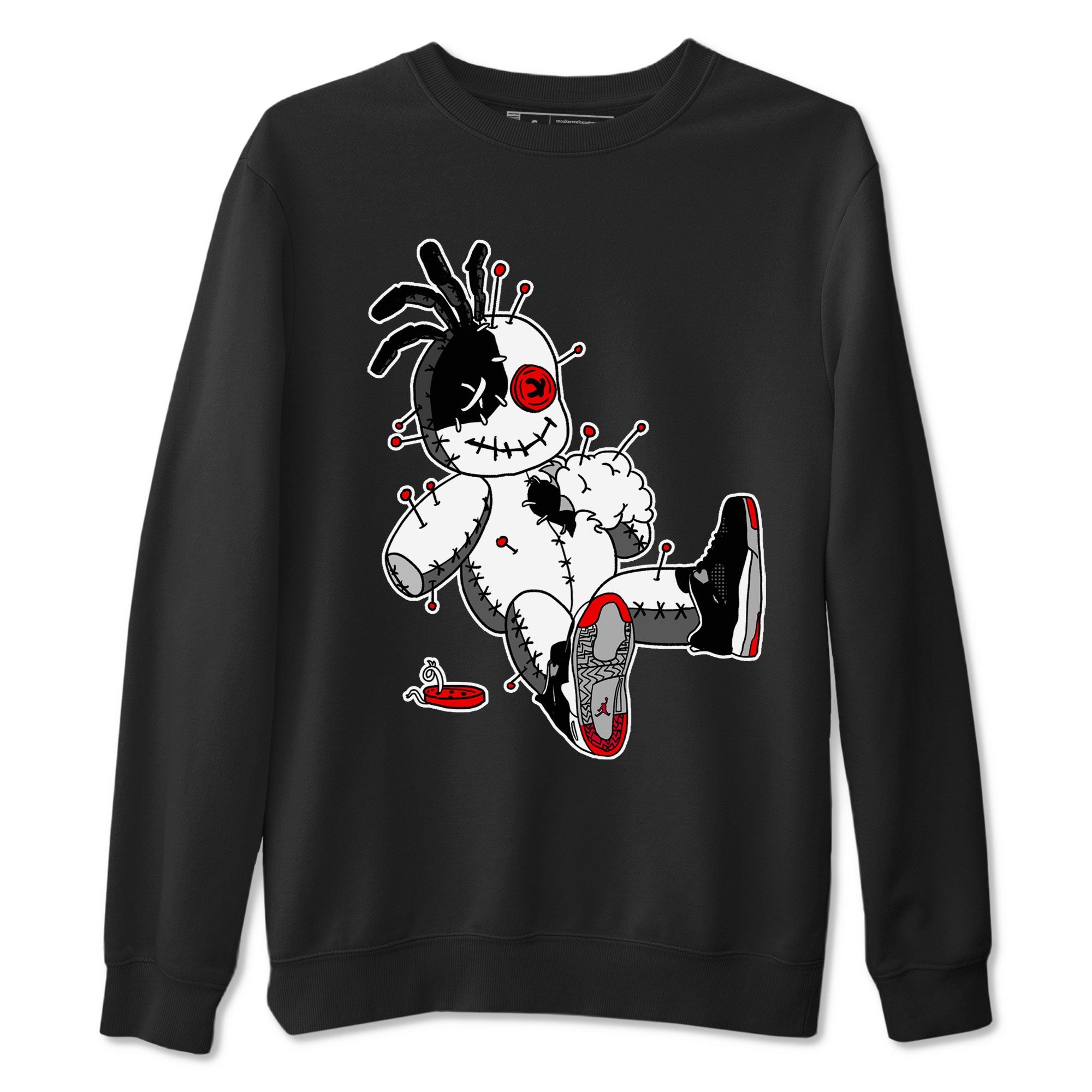 AJ4 Retro Bred Reimagined shirt to match jordans Voodoo Doll sneaker tees Air Jordan 4 Retro Bred Reimagined Drip Gear Zone unisex cotton Black 2 crew neck shirt