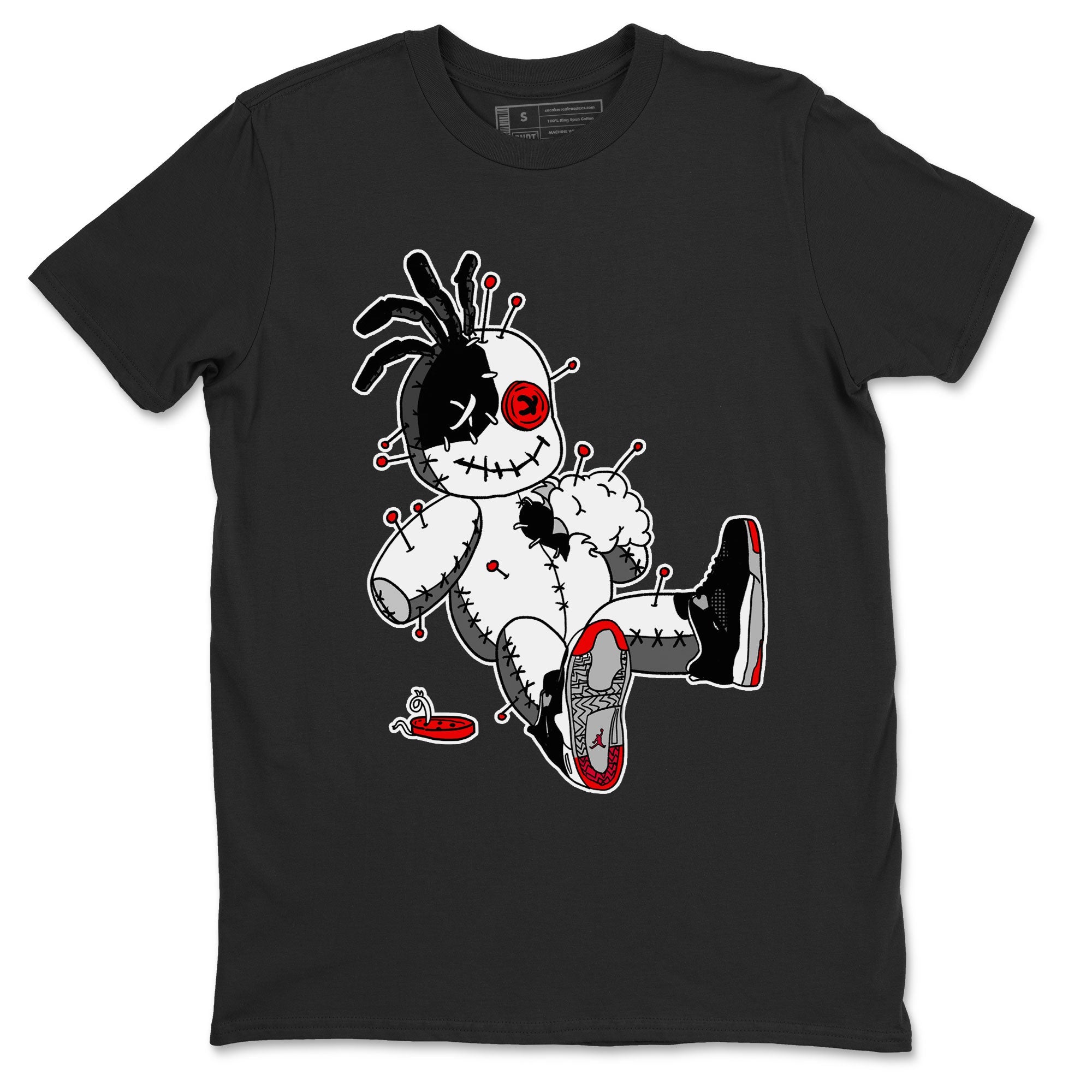 AJ4 Retro Bred Reimagined shirt to match jordans Voodoo Doll sneaker tees Air Jordan 4 Retro Bred Reimagined Drip Gear Zone unisex cotton Black 2 crew neck shirt