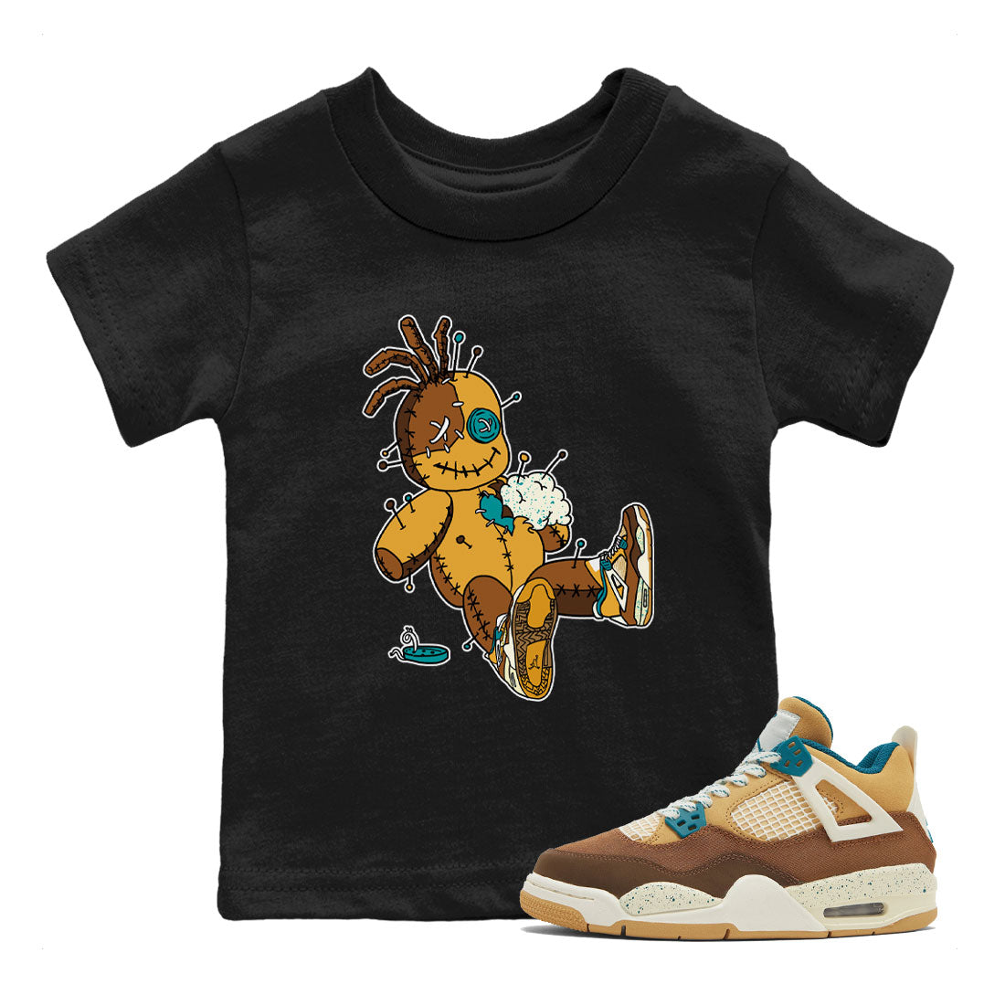 4s Cacao Wow shirt to match jordans Voodoo Doll Streetwear Sneaker Shirt Air Jordan 4 Cacao Wow Drip Gear Zone Sneaker Matching Clothing Baby Toddler Black 1 T-Shirt