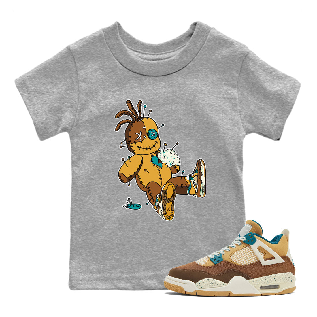 4s Cacao Wow shirt to match jordans Voodoo Doll Streetwear Sneaker Shirt Air Jordan 4 Cacao Wow Drip Gear Zone Sneaker Matching Clothing Baby Toddler Heather Grey 1 T-Shirt