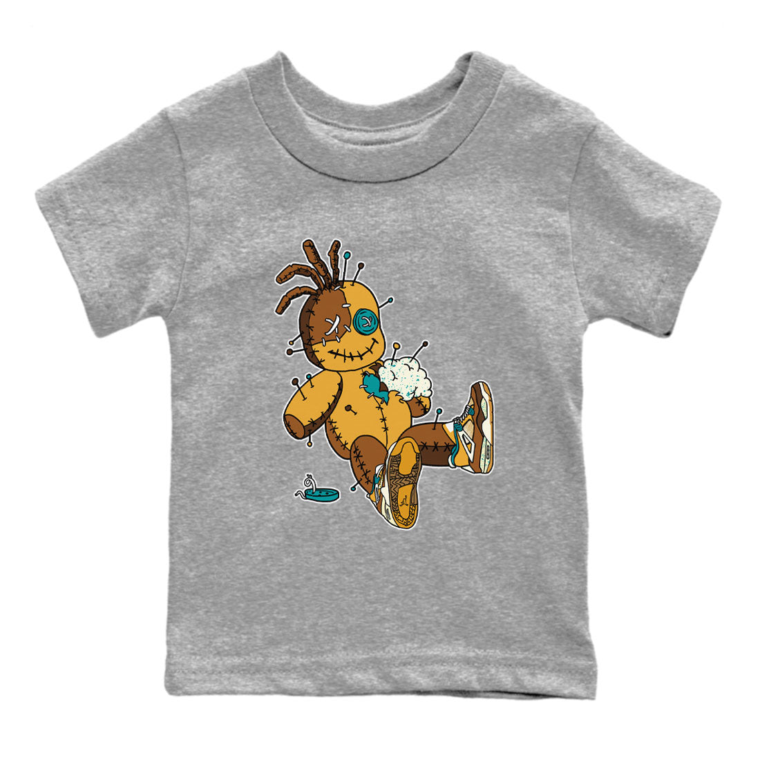4s Cacao Wow shirt to match jordans Voodoo Doll Streetwear Sneaker Shirt Air Jordan 4 Cacao Wow Drip Gear Zone Sneaker Matching Clothing Baby Toddler Heather Grey 2 T-Shirt