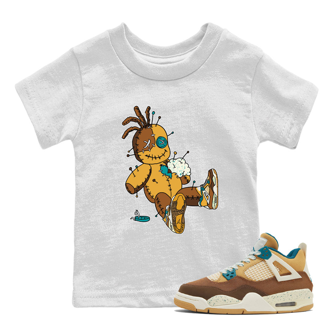 4s Cacao Wow shirt to match jordans Voodoo Doll Streetwear Sneaker Shirt Air Jordan 4 Cacao Wow Drip Gear Zone Sneaker Matching Clothing Baby Toddler White 1 T-Shirt